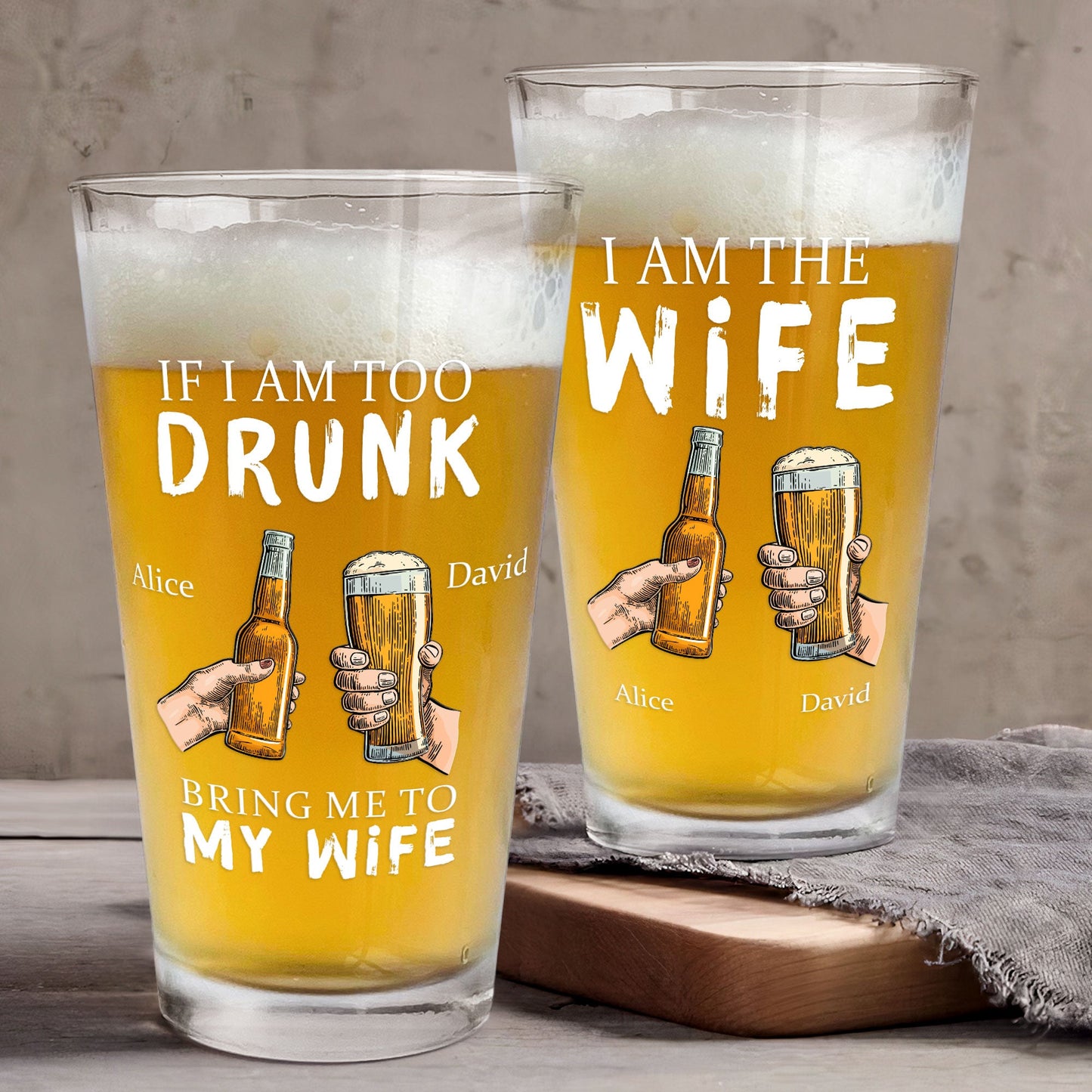 Funny Beer Glass – “If I’m Too Drunk” Personalized 16oz Cup Gift