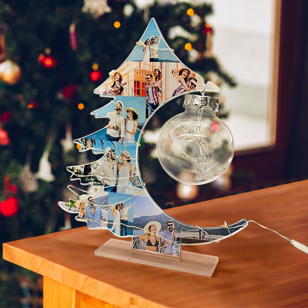 Personalized Christmas Tree LED Night Light – Custom Photo Holiday Lamp - De Krys