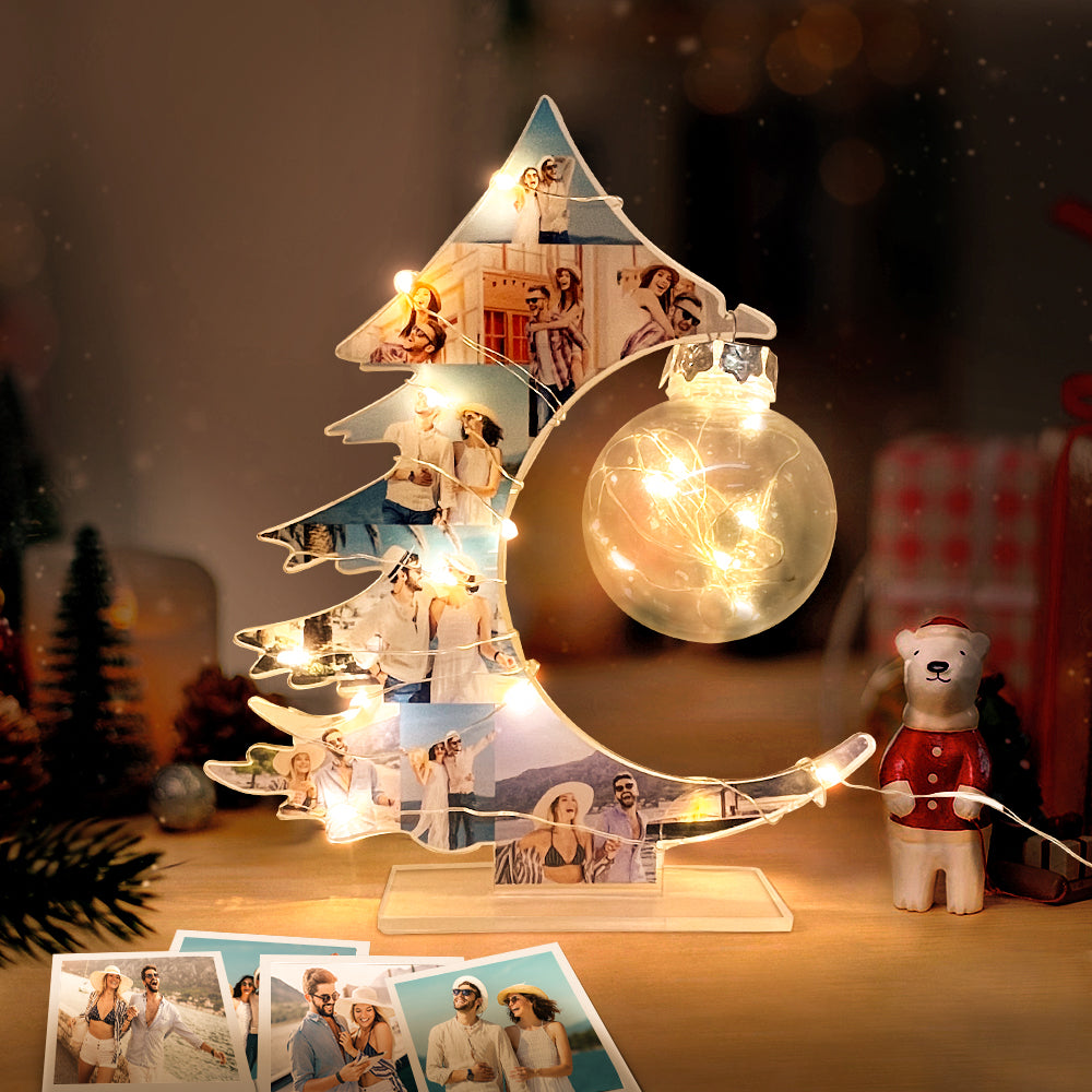 Personalized Photo Acrylic Tree with Lights – Holiday Keepsake