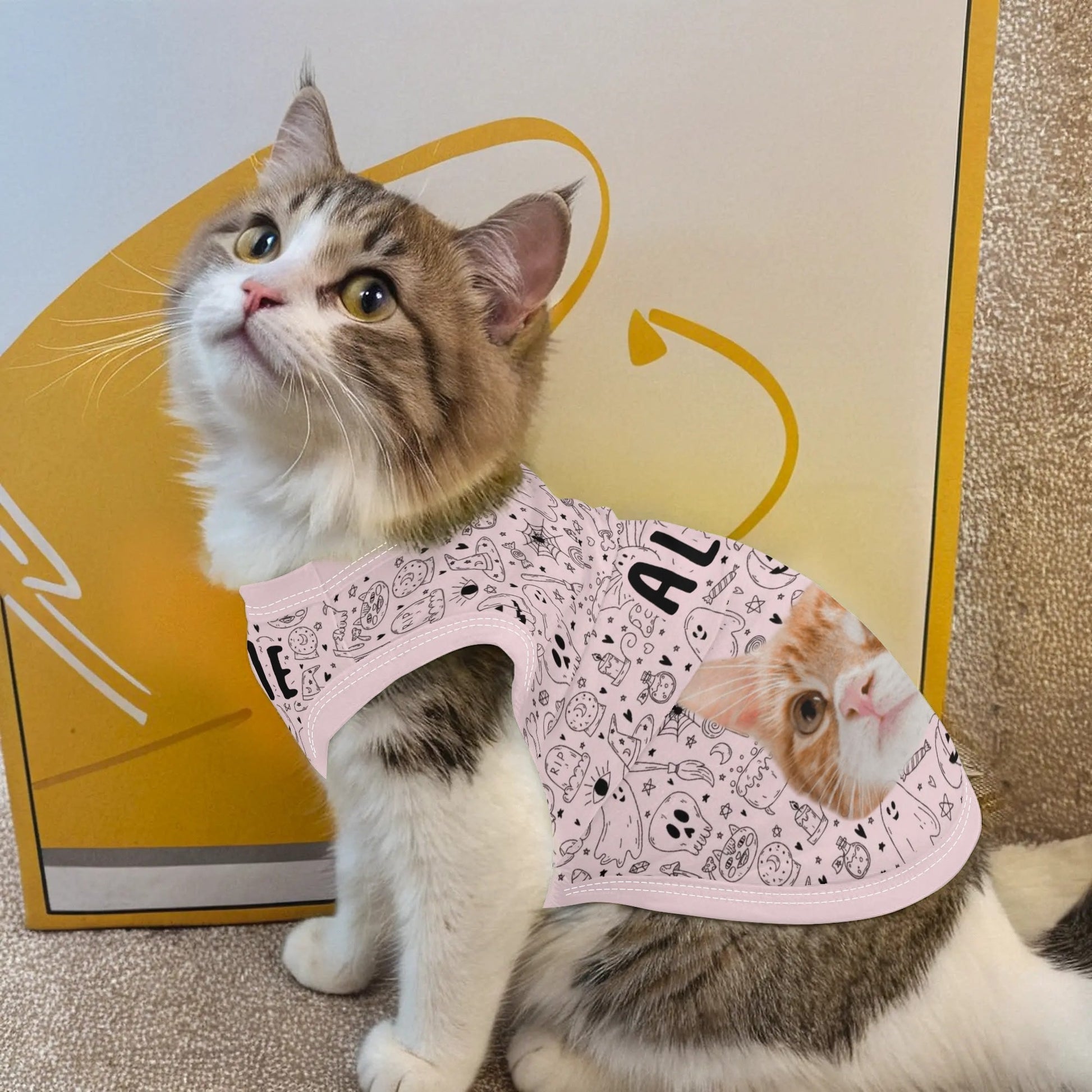 Adorable Halloween Pet Shirt ā Lightweight Outfit for Dogs & Cats with Spooky Prints - De Krys