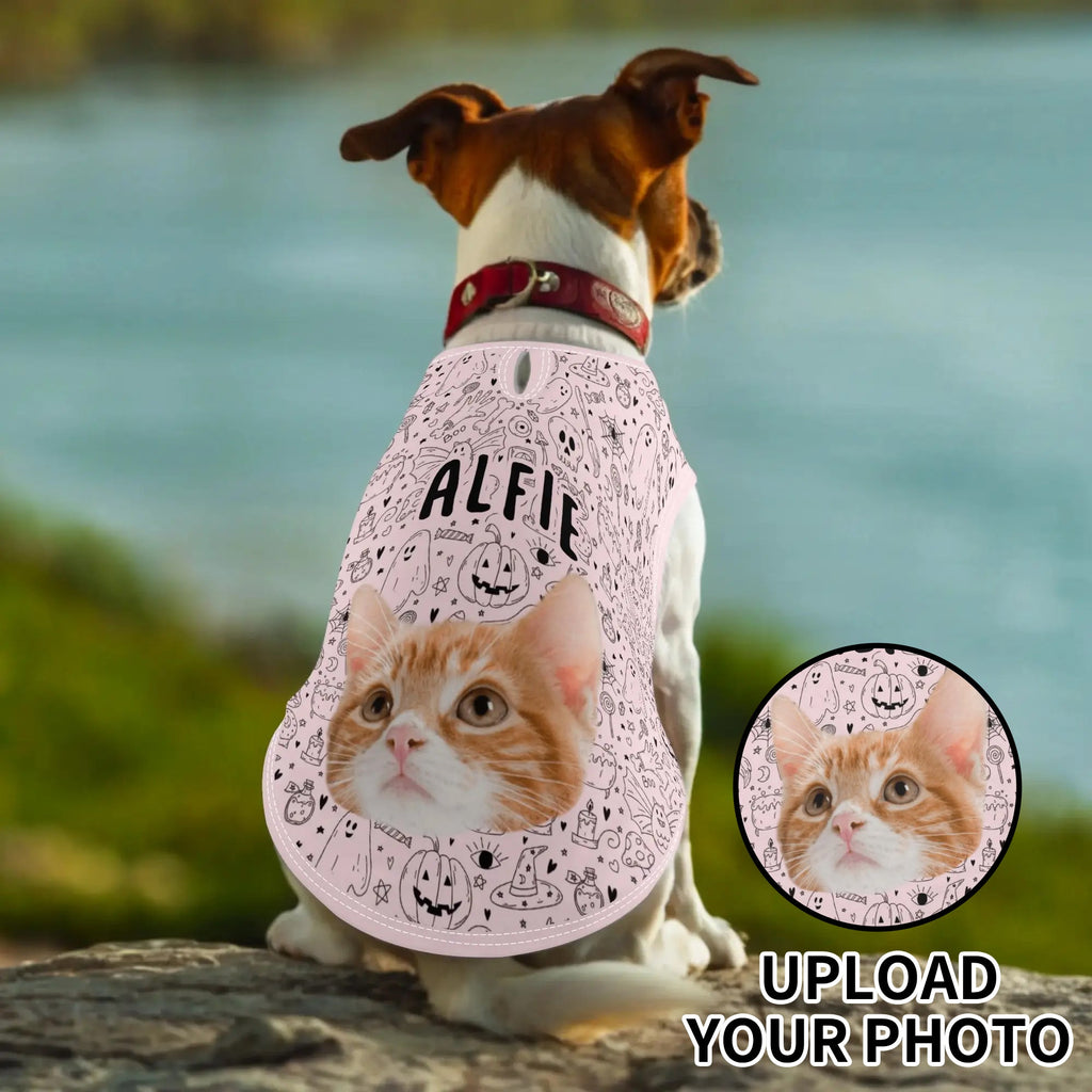 Custom Halloween Pet Shirt  Personalized Dog & Cat Costume Tee with Photo & Name