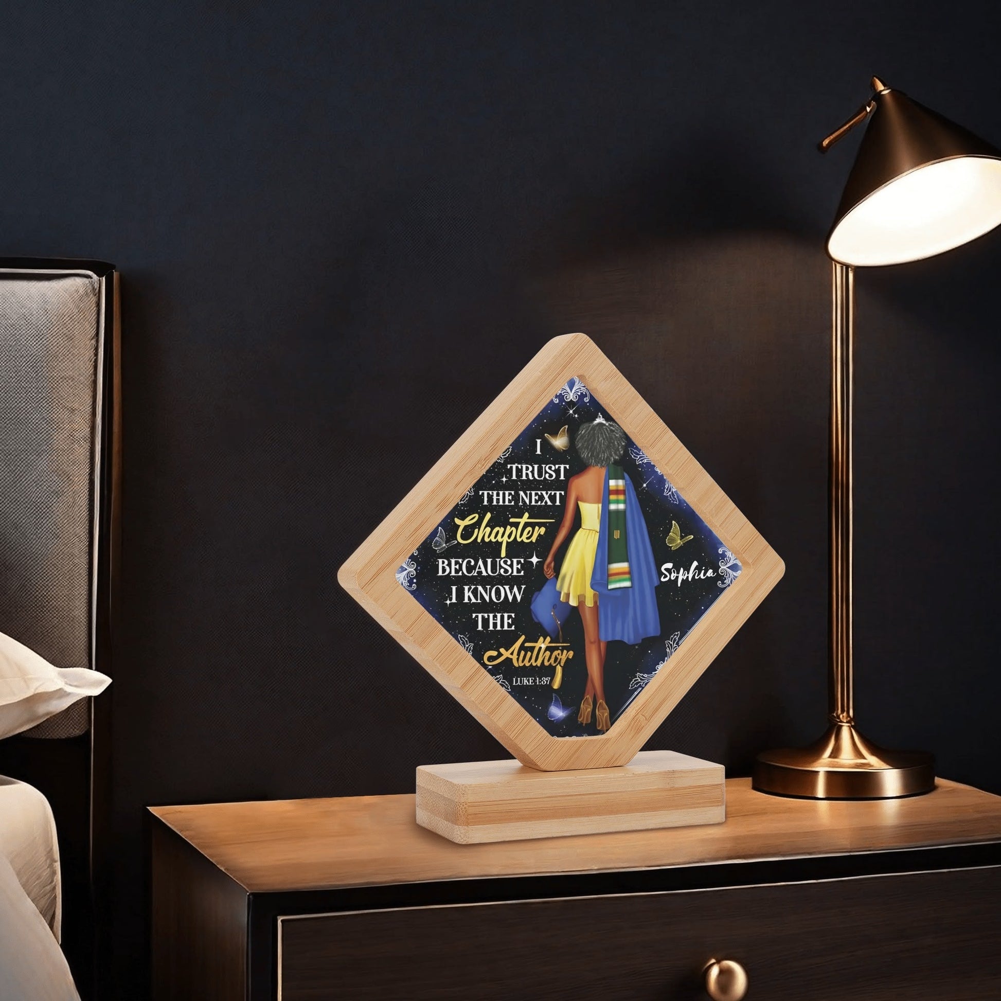 Black Girl Graduation Plaque – “I Trust the Next Chapter” Personalized Name Sign | Inspirational Grad Gift - De Krys