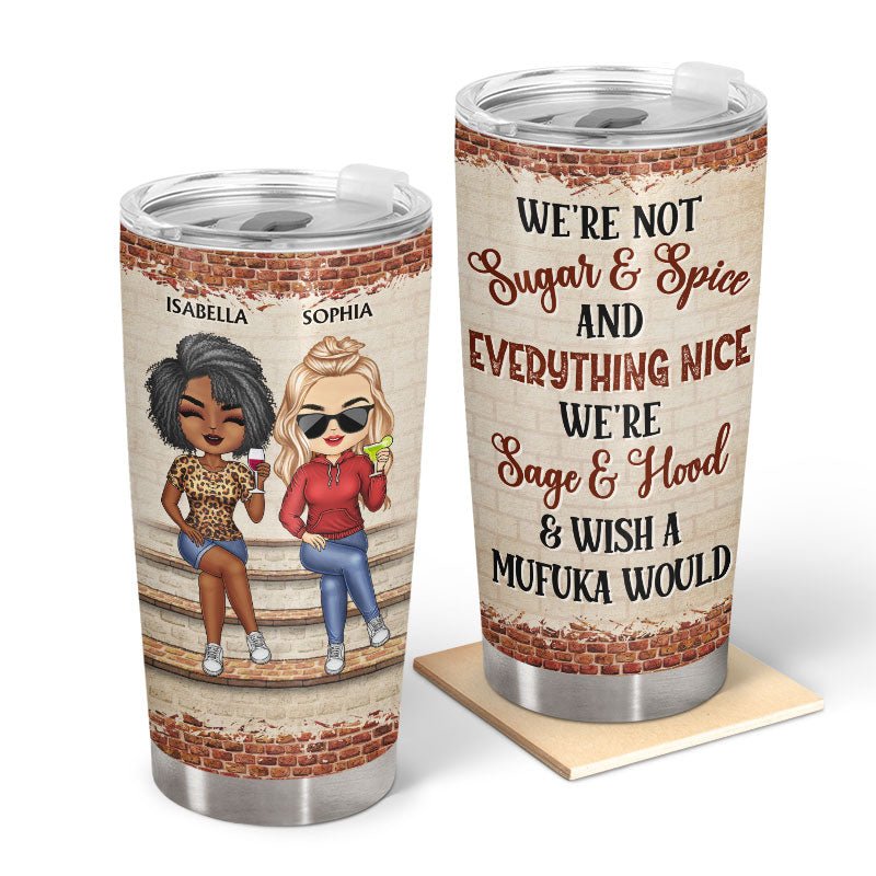 Lifestyle scene tumbler gift for two best friends with drinks, fun, and laug