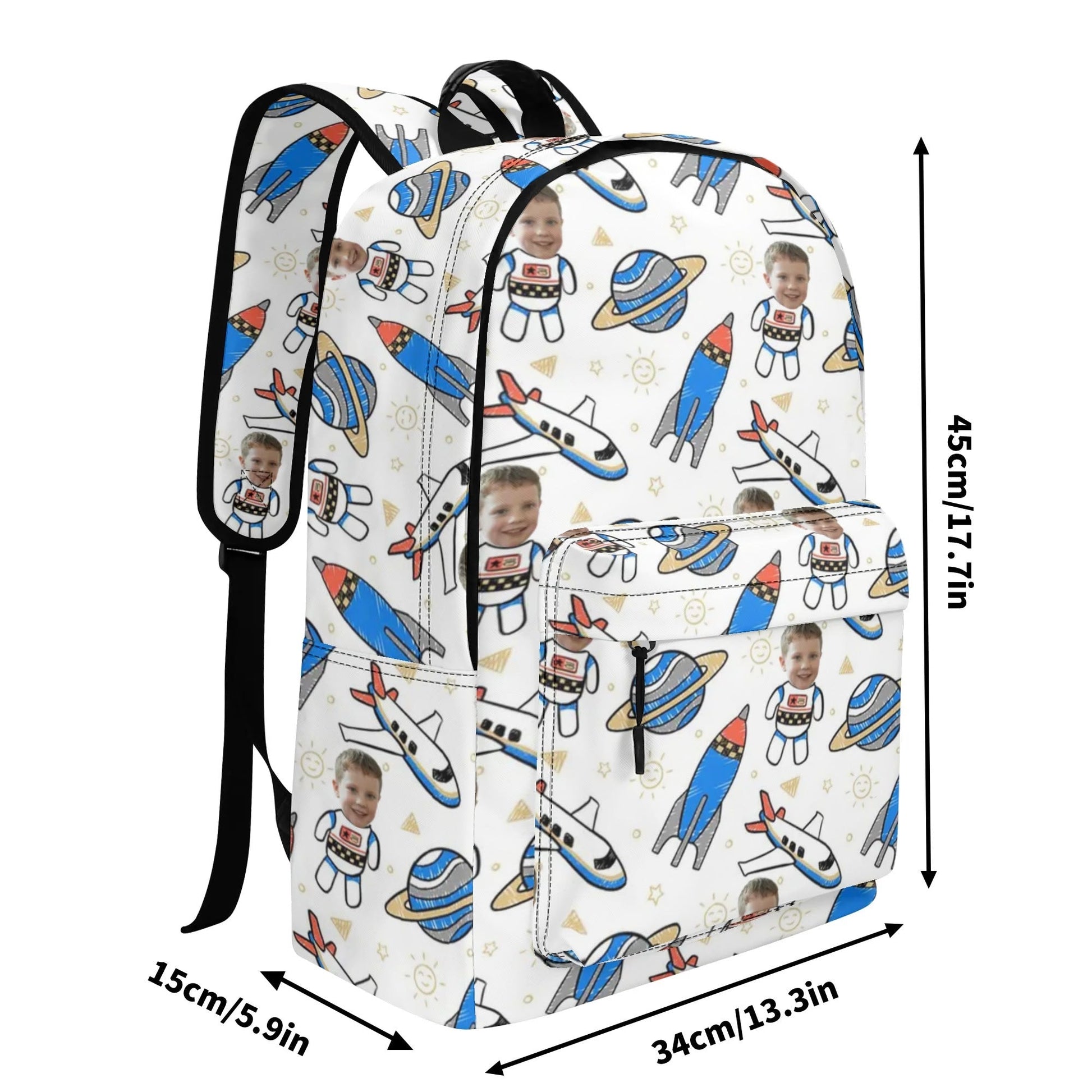 Custom Astronaut Kids Backpack – Space Themed Bag with Child’s Face - De Krys