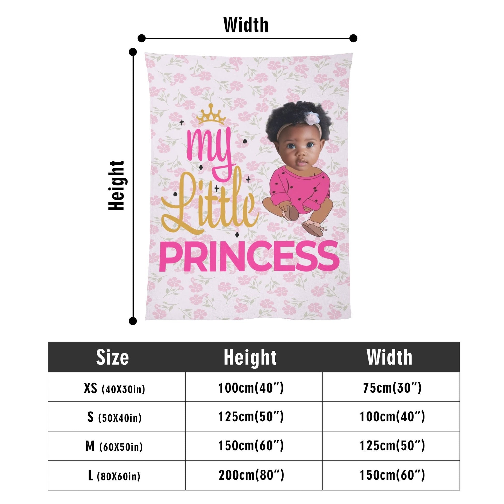 Custom Baby Girl Blanket with Photo – “My Little Princess” Personalized Crib Blanket | Upload Your Baby's Face - De Krys