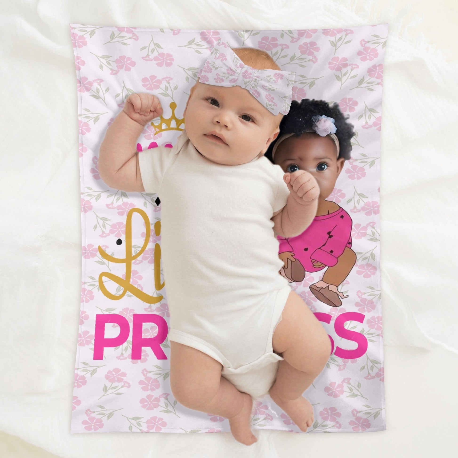 Custom Baby Girl Blanket with Photo – “My Little Princess” Personalized Crib Blanket | Upload Your Baby's Face - De Krys