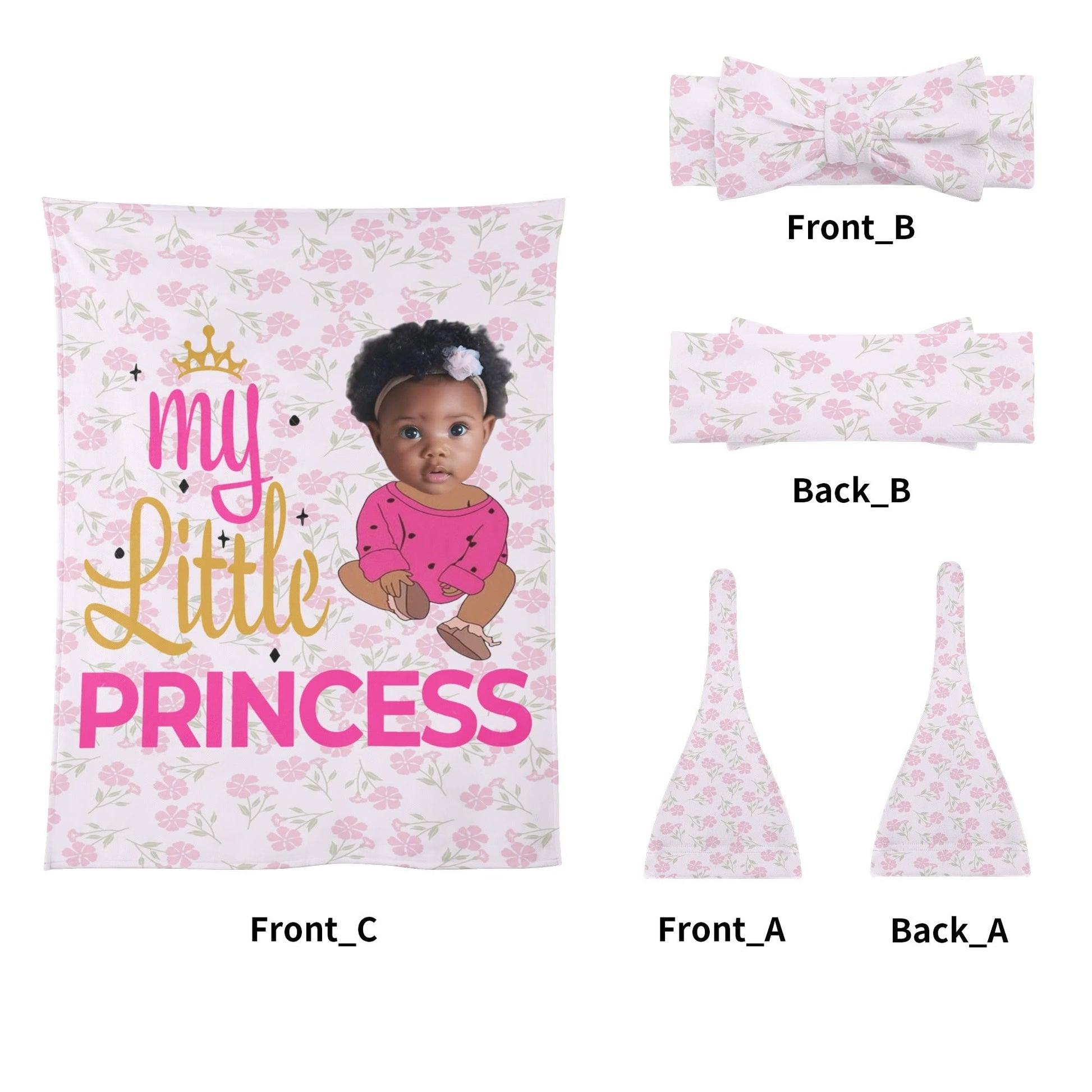 Custom Baby Girl Blanket with Photo – “My Little Princess” Personalized Crib Blanket | Upload Your Baby's Face - De Krys