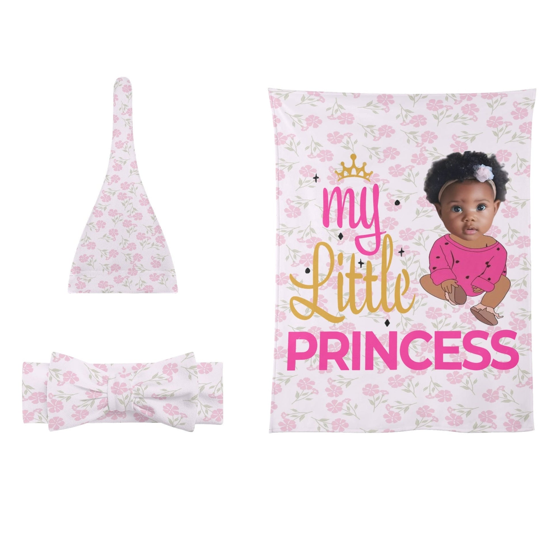 Custom Baby Girl Blanket with Photo – “My Little Princess” Personalized Crib Blanket | Upload Your Baby's Face - De Krys