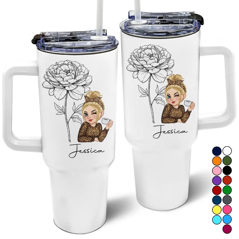 Custom Birth Flower Tumbler – “Bloom Where You’re Planted” 40oz Stanley - Style Cup - De Krys