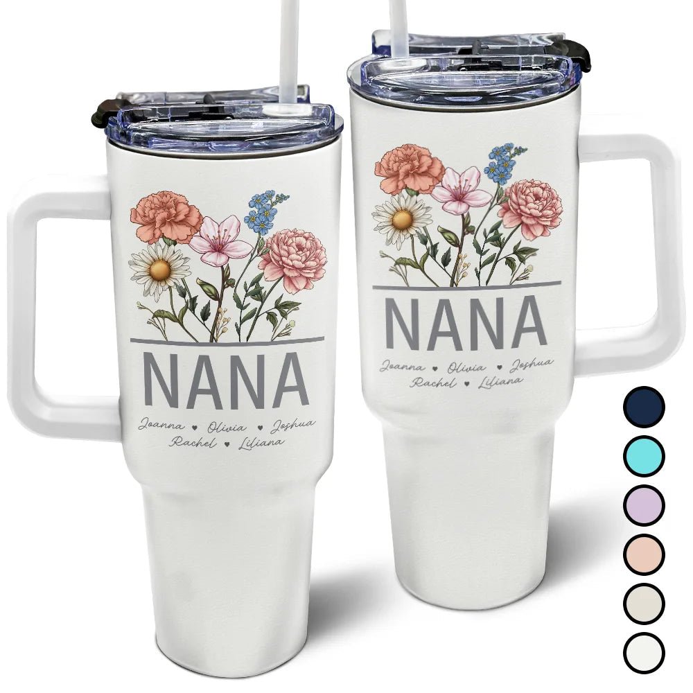 Custom Birth Flower Tumbler – Personalized 40oz Gift for Mom, Grandma, Nana - De Krys