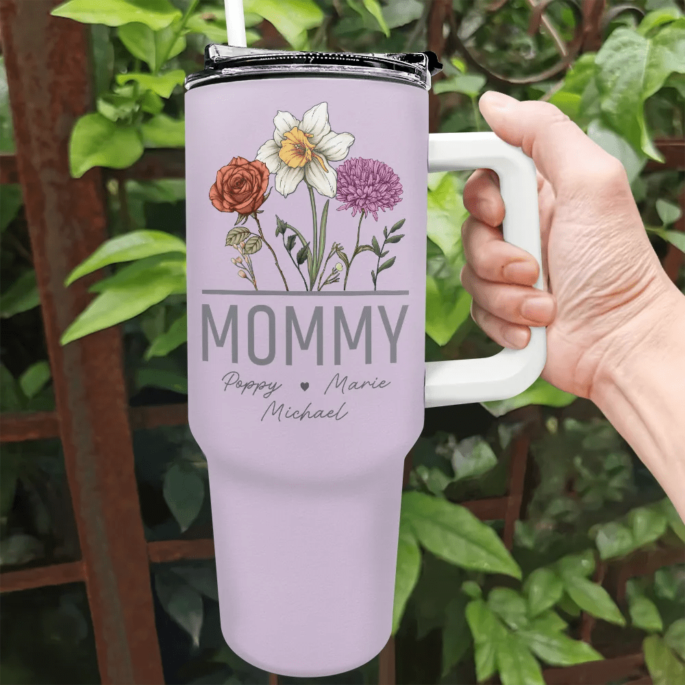 Custom Birth Flower Tumbler – Personalized 40oz Gift for Mom, Grandma, Nana - De Krys