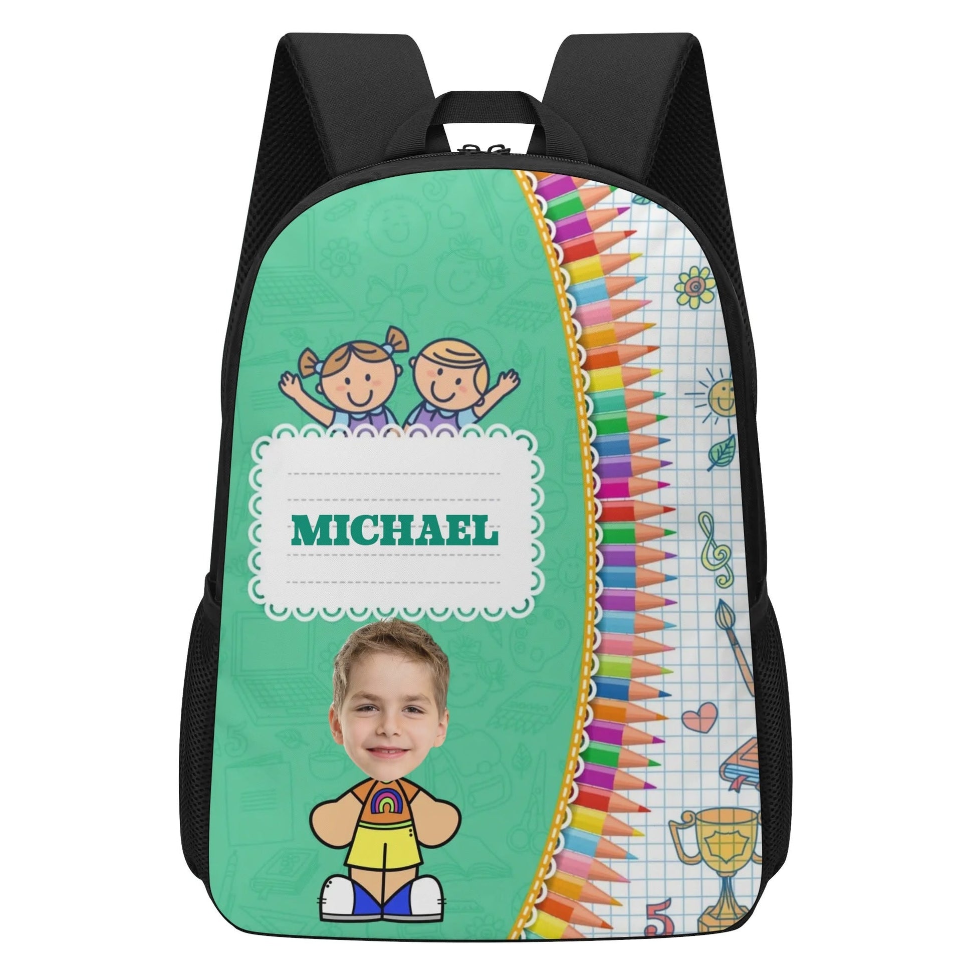 Custom Crayon Backpack with Name & Photo | Personalized School Bag for Kids - De Krys
