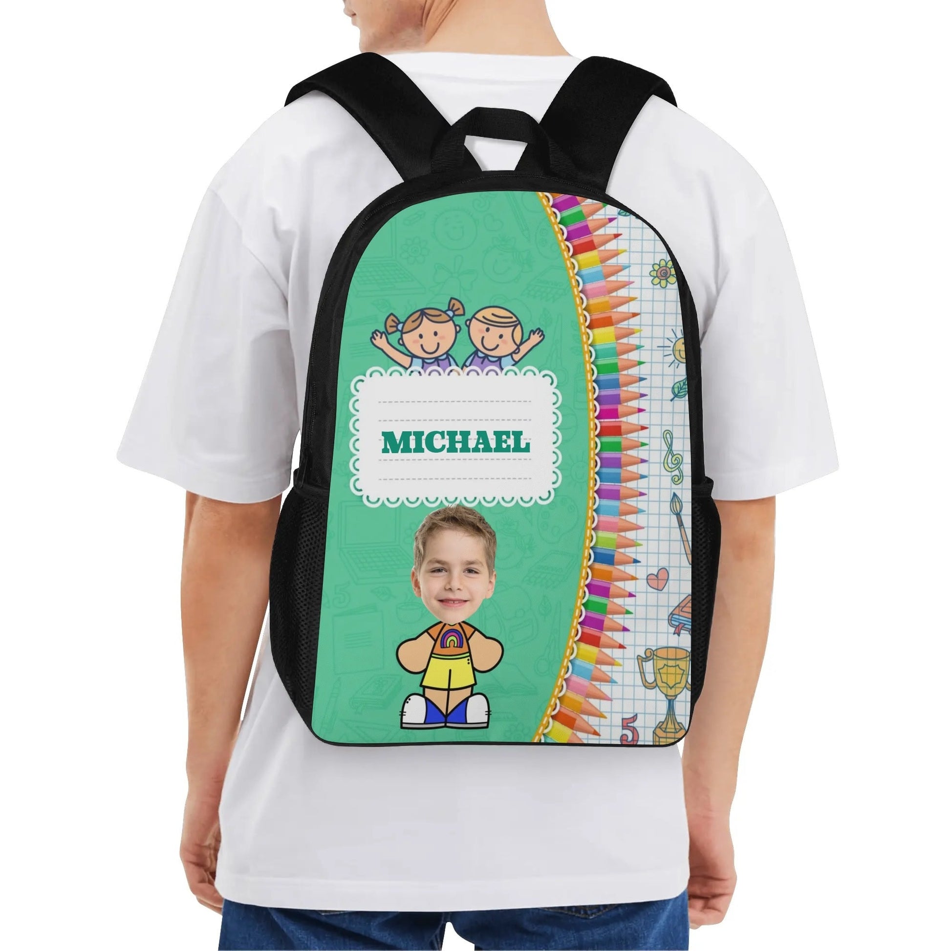 Custom Crayon Backpack with Name & Photo | Personalized School Bag for Kids - De Krys