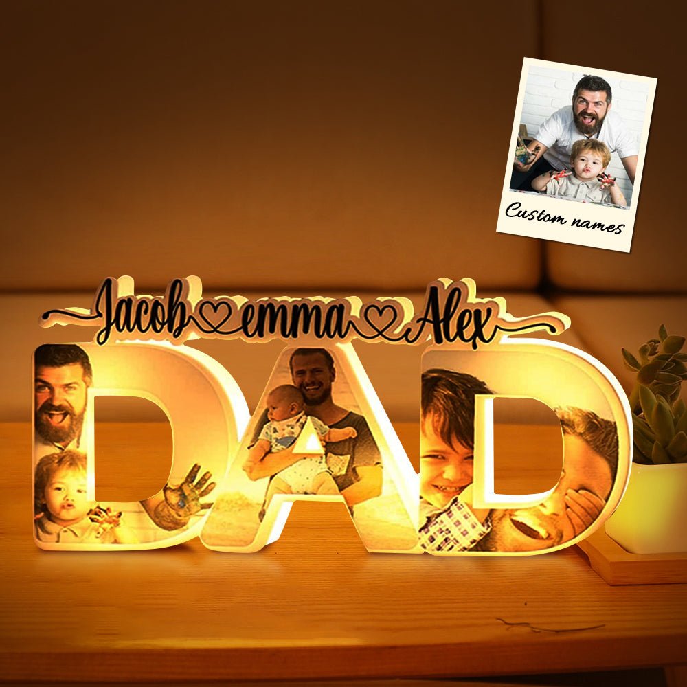 Custom “DAD” LED Photo Lamp – Personalized Family Night Light - De Krys