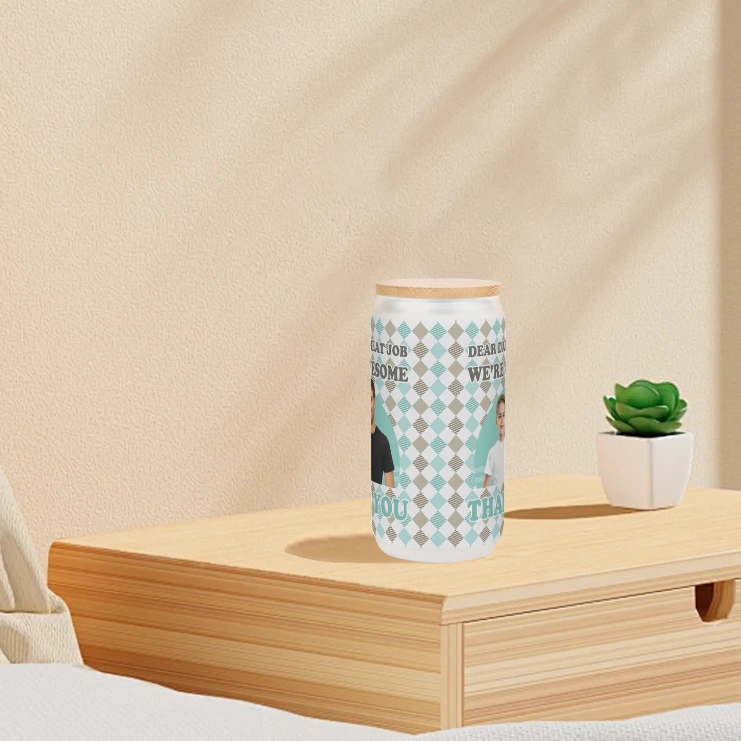 Custom Dad Photo Glass – “Dear Dad, We’re Awesome” Funny Gift - De Krys