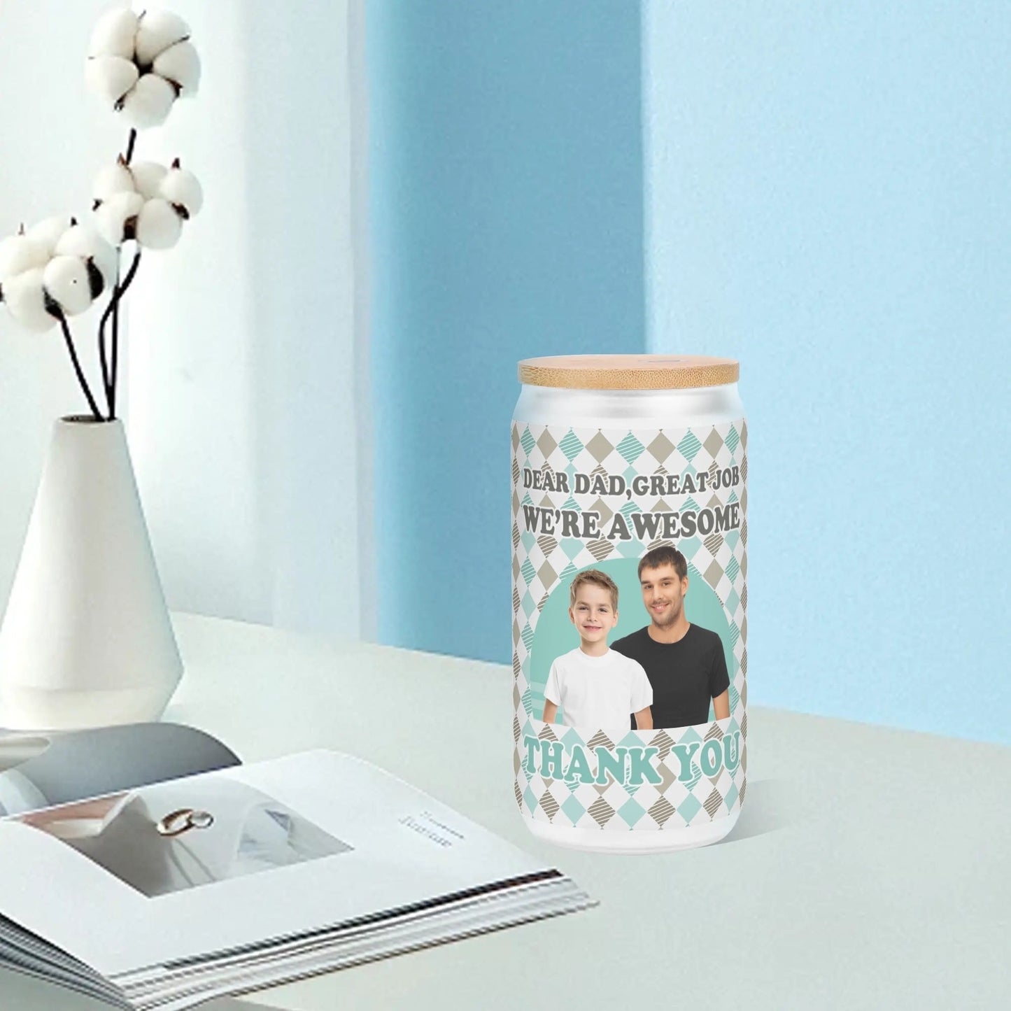 Custom Dad Photo Glass – “Dear Dad, We’re Awesome” Funny Gift - De Krys