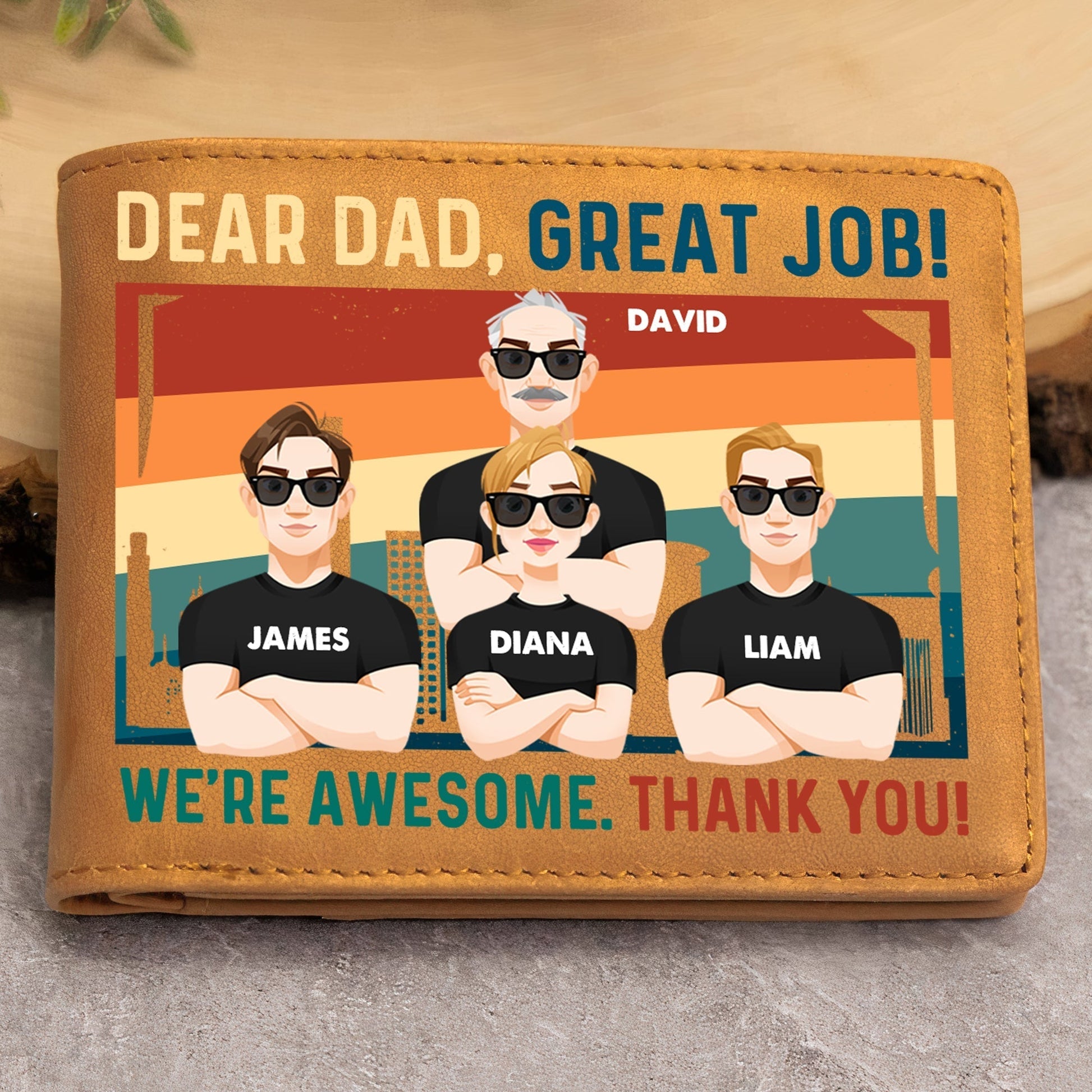 Custom “Dear Dad, Great Job!” Leather Wallet – Personalized Gift - De Krys