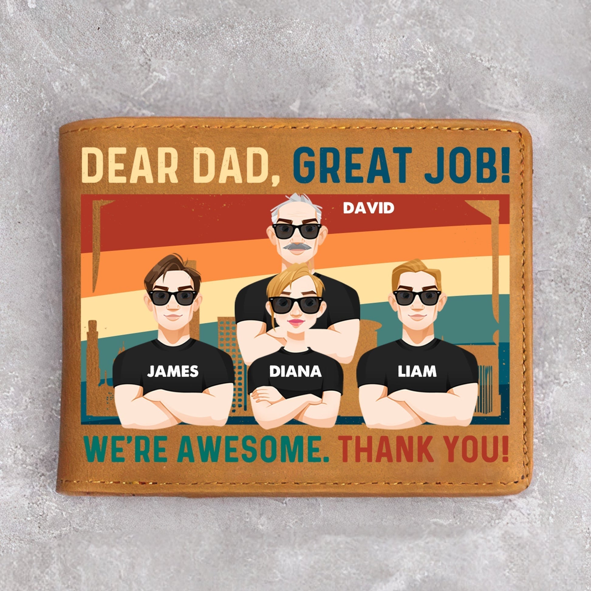 Custom “Dear Dad, Great Job!” Leather Wallet – Personalized Gift - De Krys