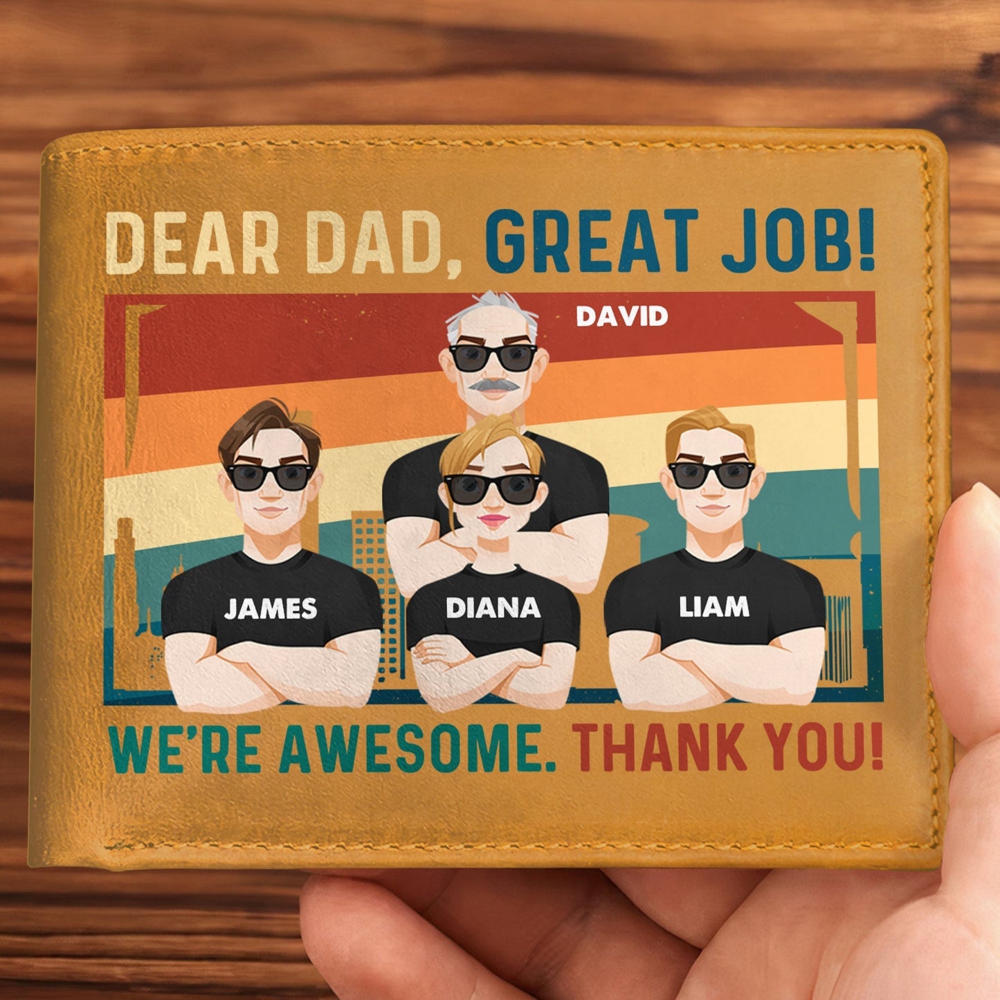 Custom “Dear Dad, Great Job!” Leather Wallet – Personalized Gift - De Krys