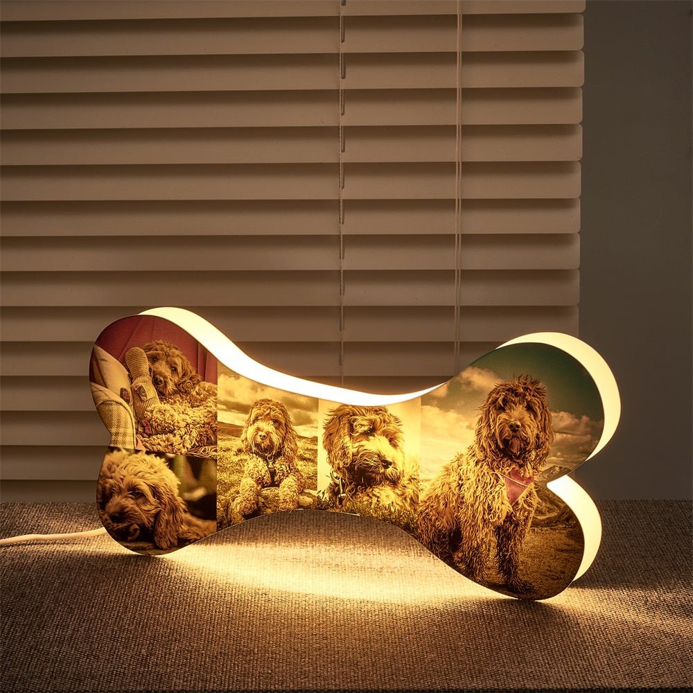 Custom Dog Bone LED Photo Light – Personalized Pet Décor - De Krys