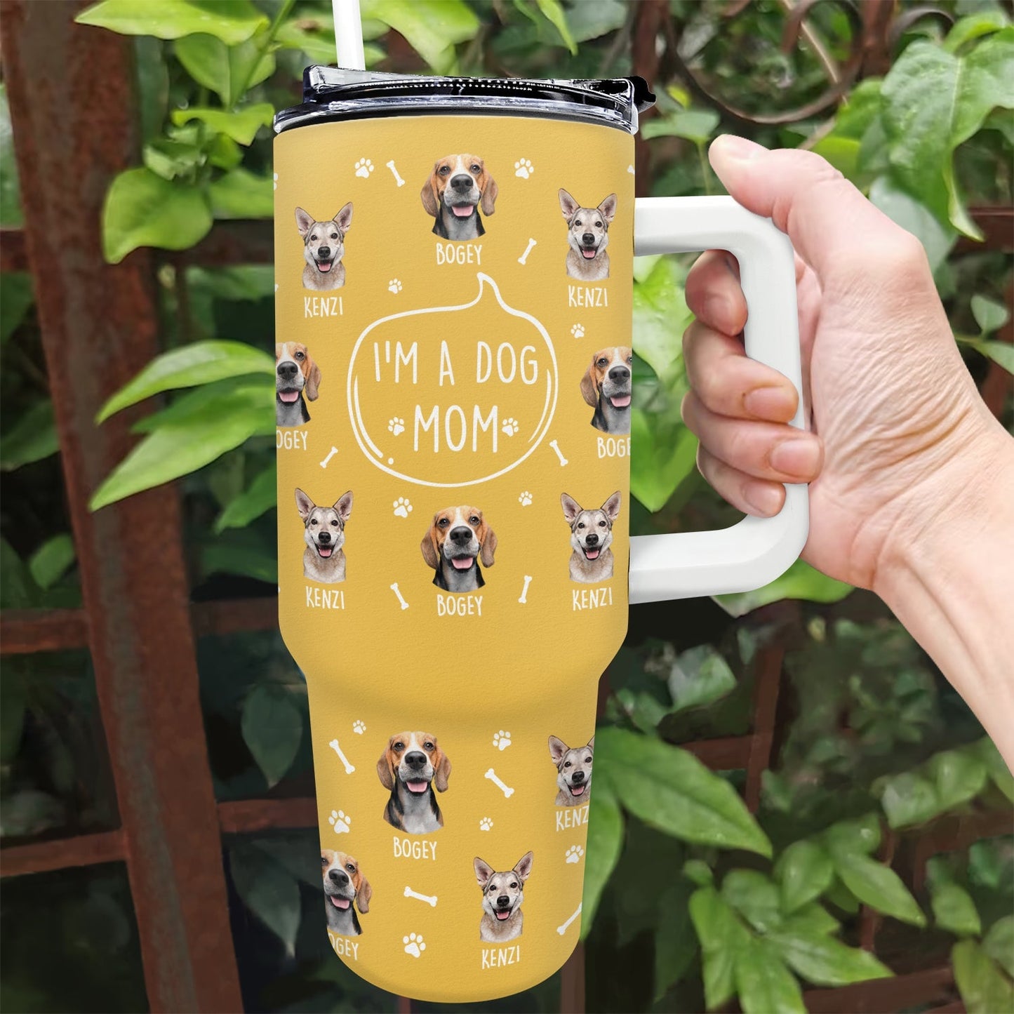 Unique dog lover tumbler personalized with pet faces for everyday use