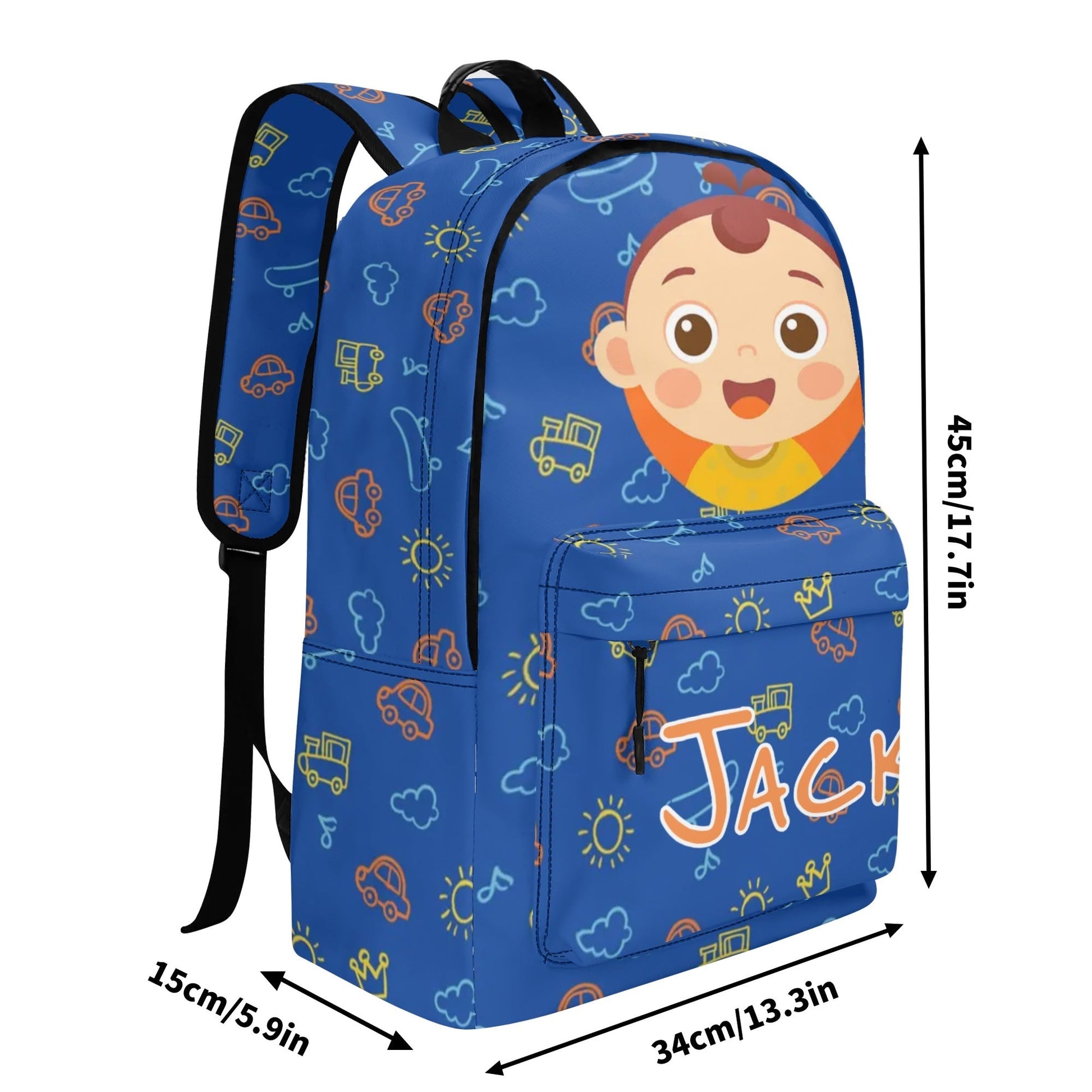 Custom Kids Backpack with Name & Cartoon Face | Personalized Toddler Bag for Preschool - De Krys