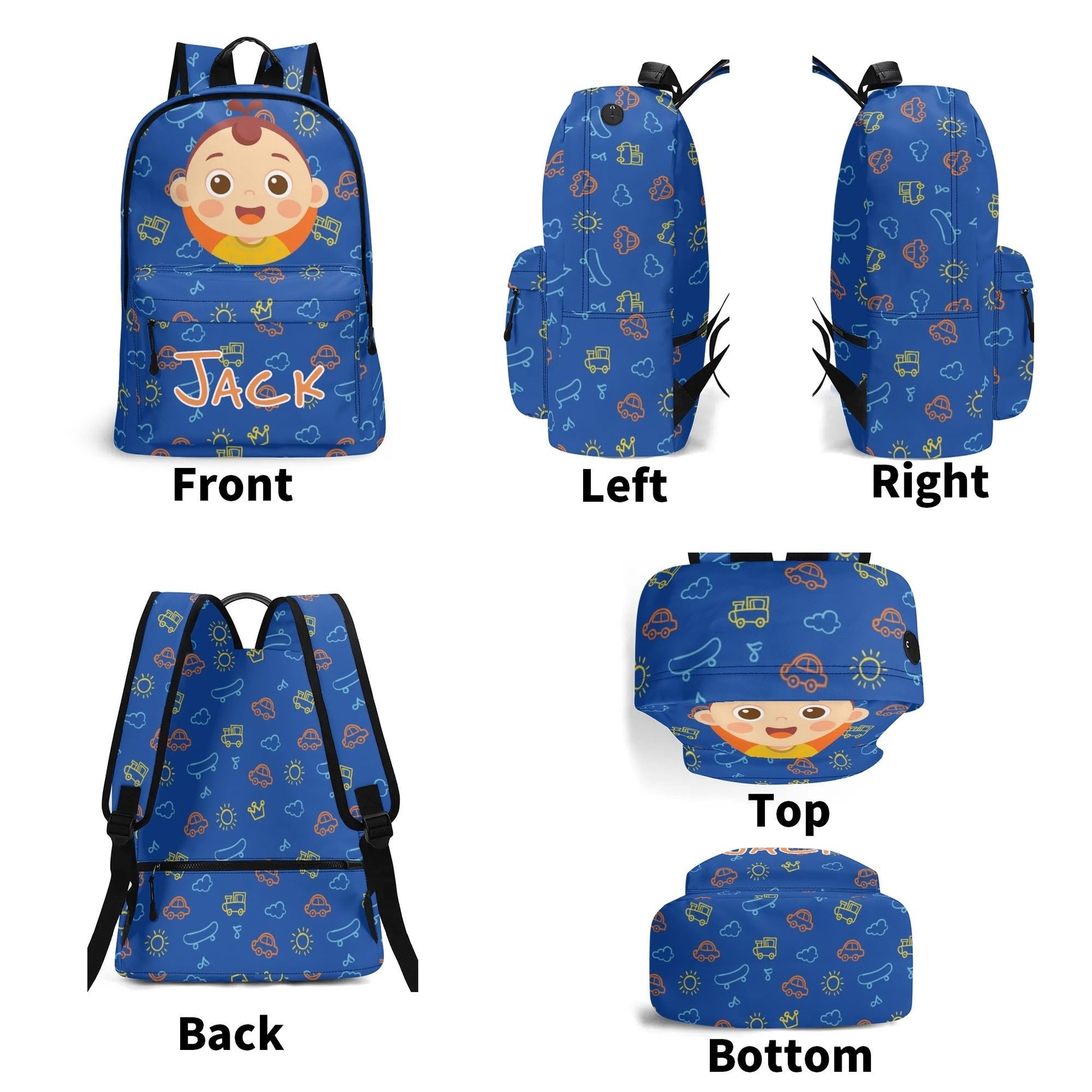 Custom Kids Backpack with Name & Cartoon Face | Personalized Toddler Bag for Preschool - De Krys