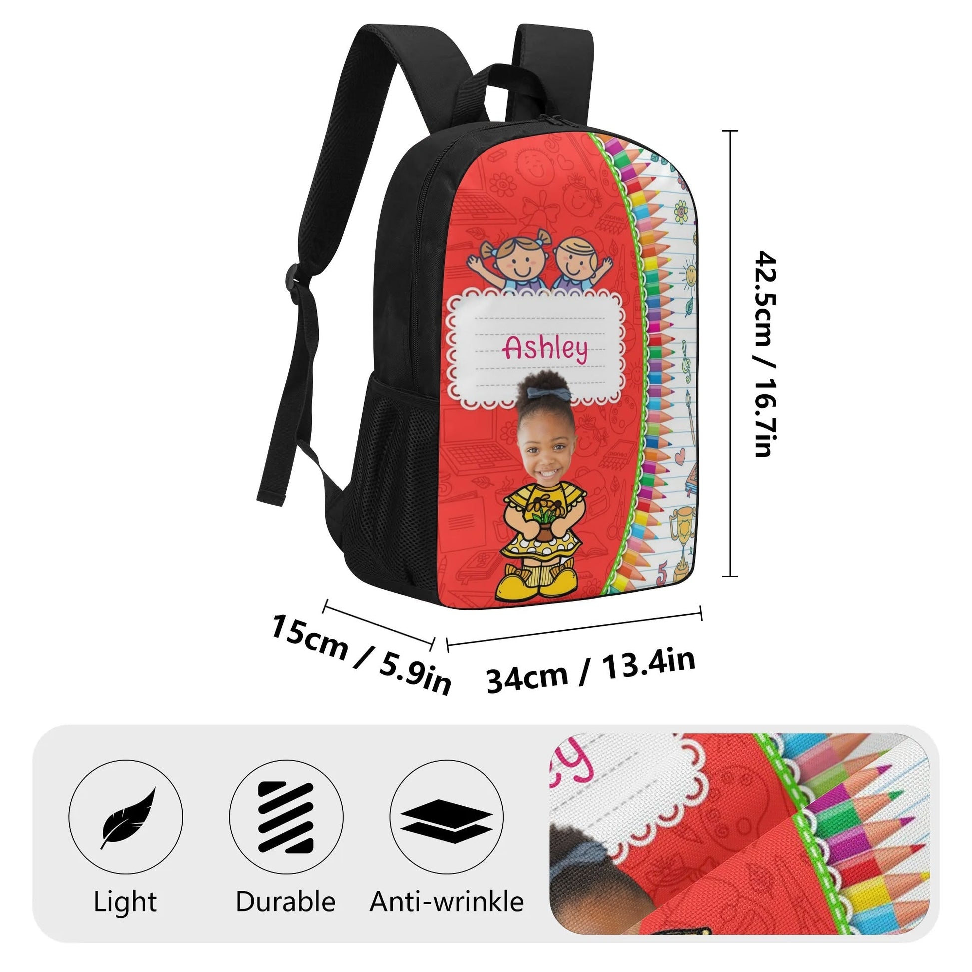 Custom Kids Backpack with Name & Photo – School Bag 🎒 - De Krys