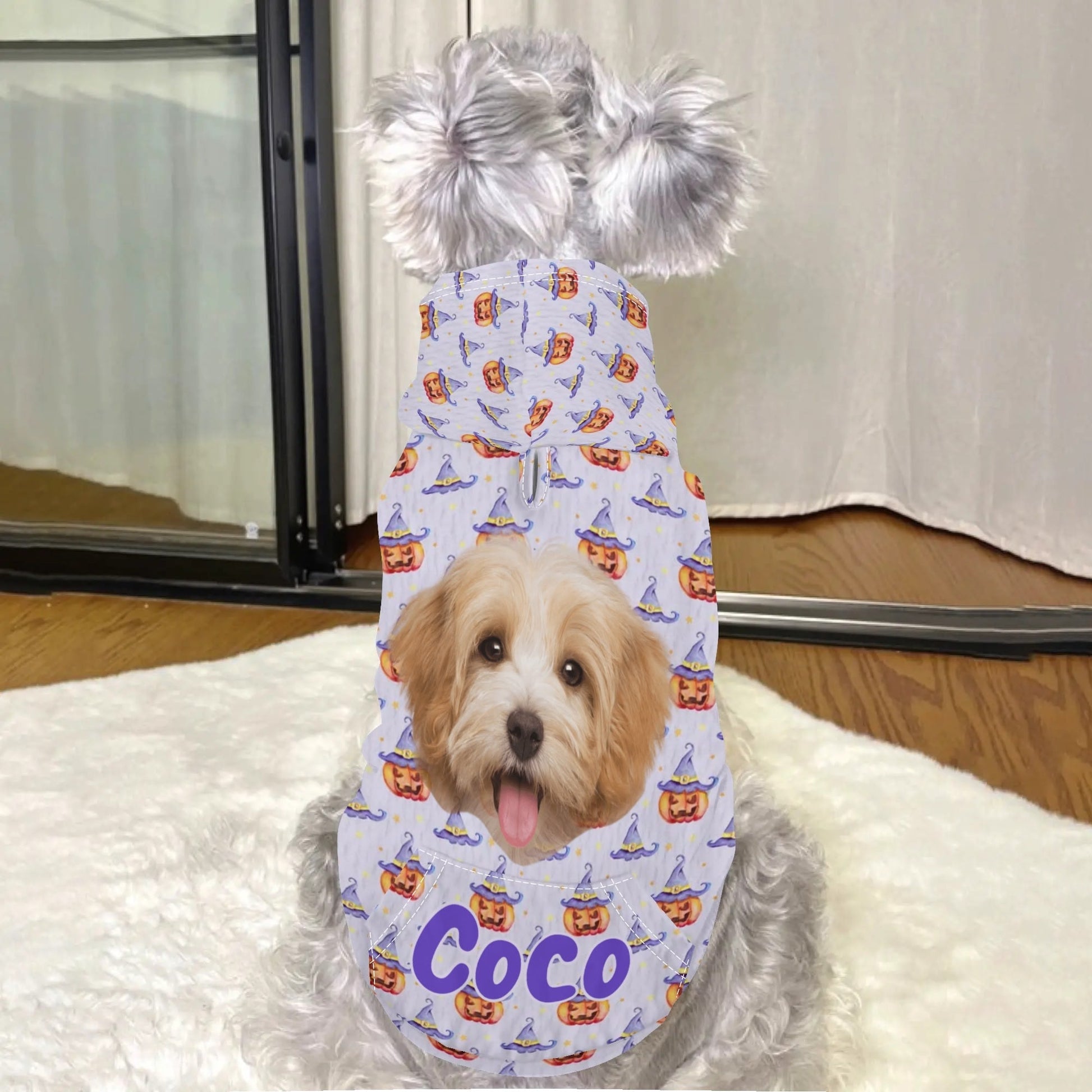 Custom Pet Halloween Hoodie – Personalized Dog or Cat Costume with Photo & Name - De Krys
