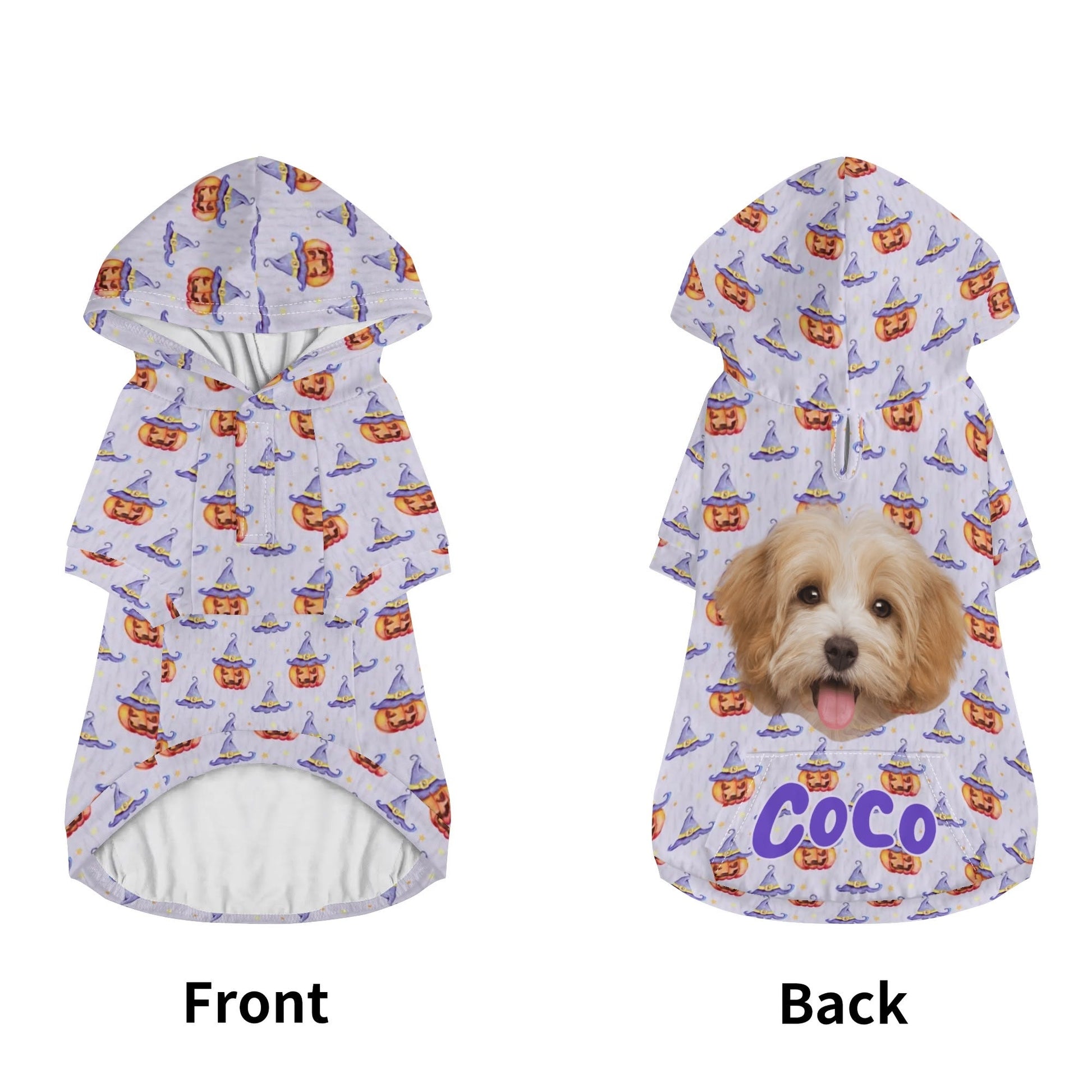 Custom Pet Halloween Hoodie – Personalized Dog or Cat Costume with Photo & Name - De Krys