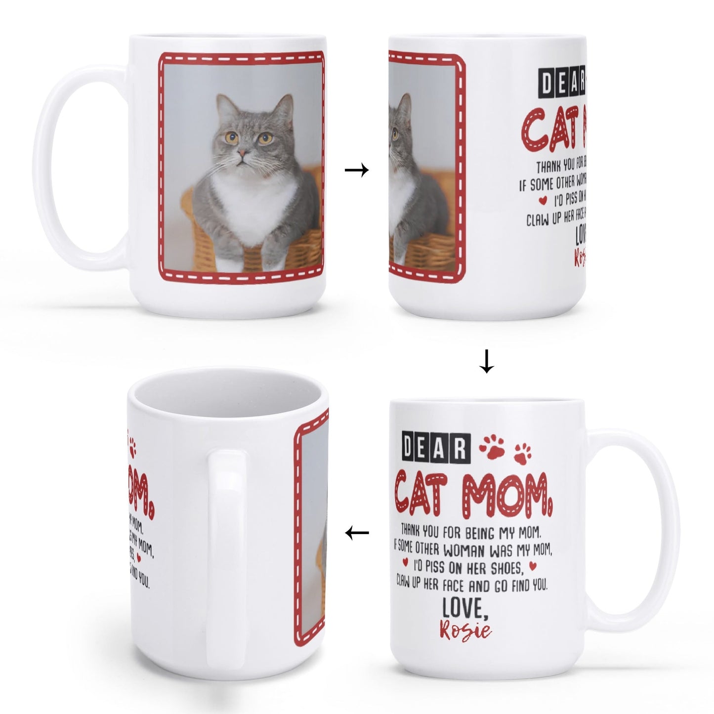 High-quality ceramic mug with custom printed photo – durable, fade-resistant, dishwasher safe personalized gift