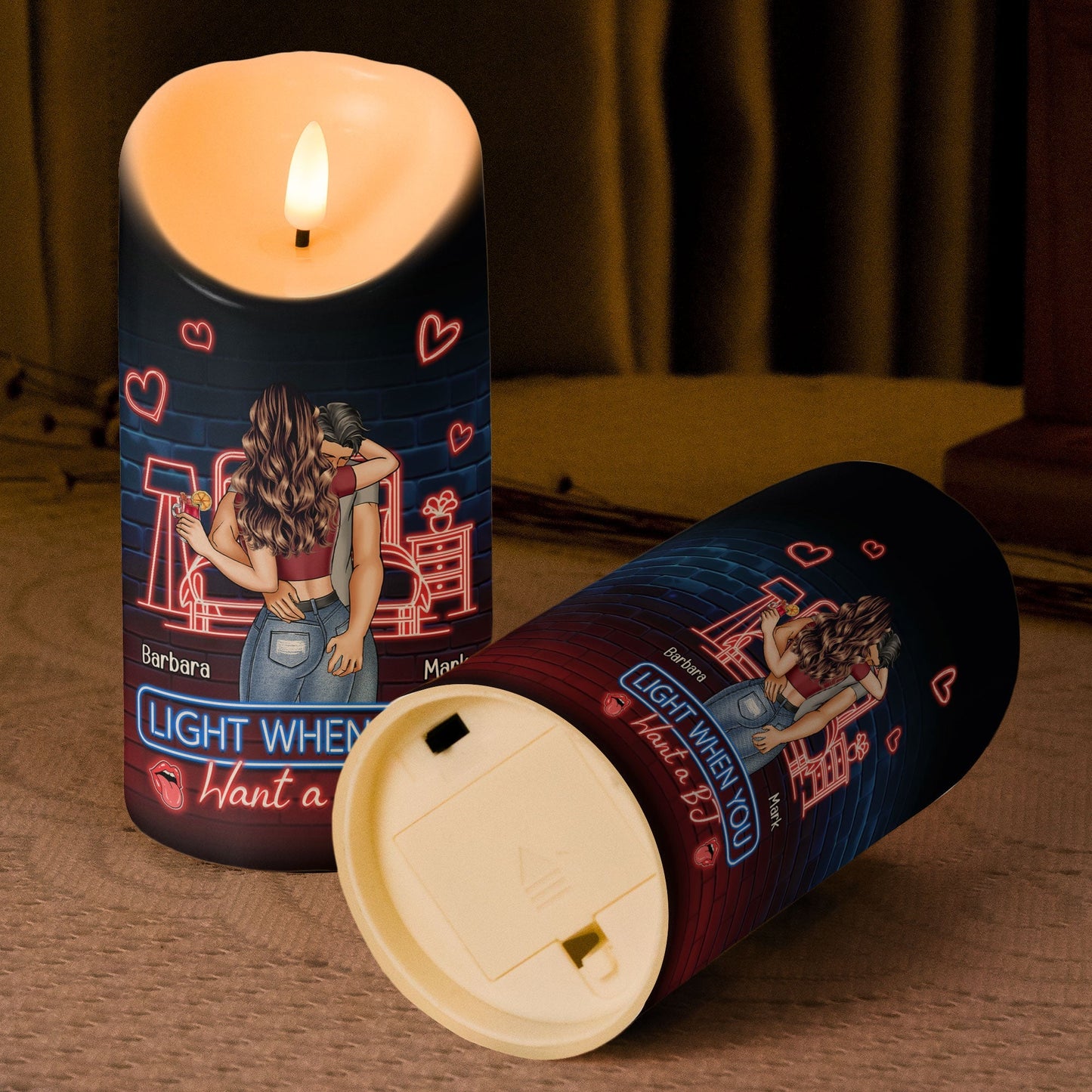 Custom Romantic LED Candle – “Light Me When You Want a BJ” - De Krys