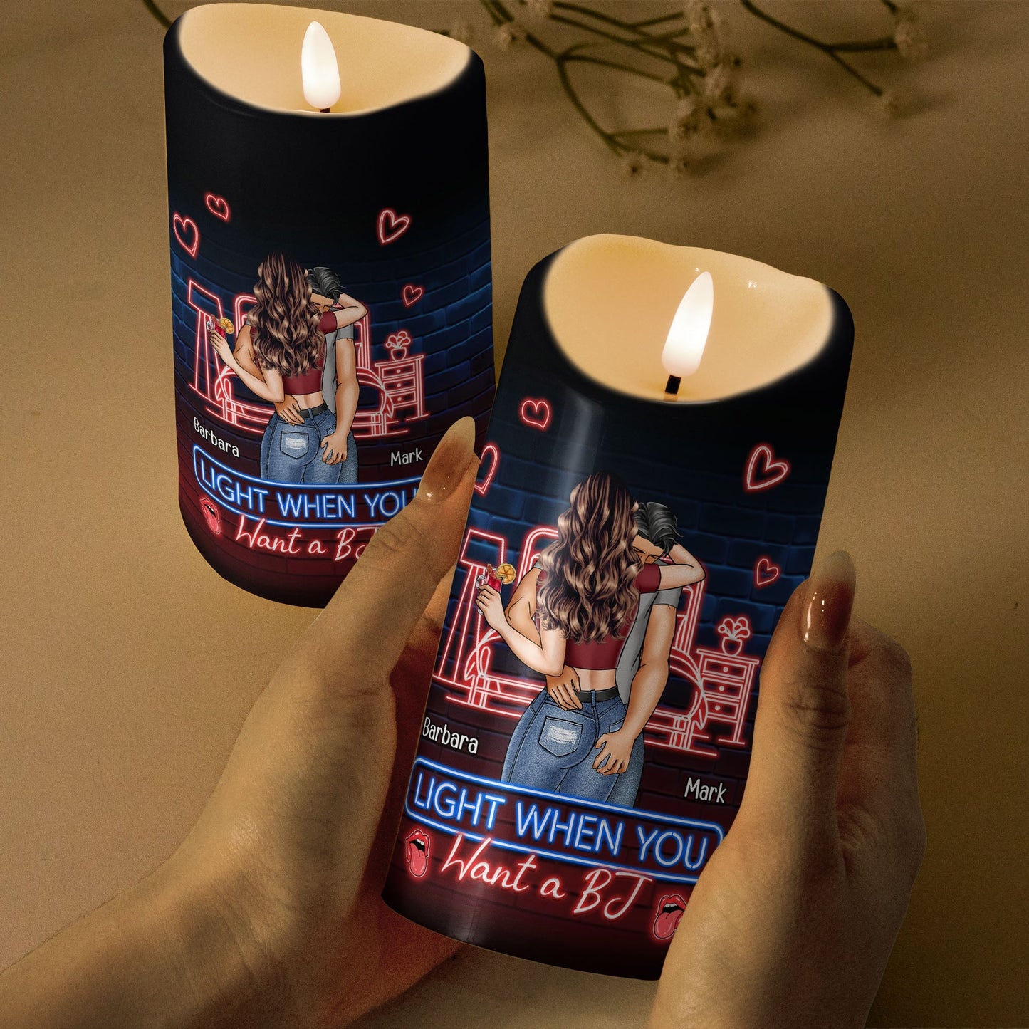 Custom Romantic LED Candle – “Light Me When You Want a BJ” - De Krys
