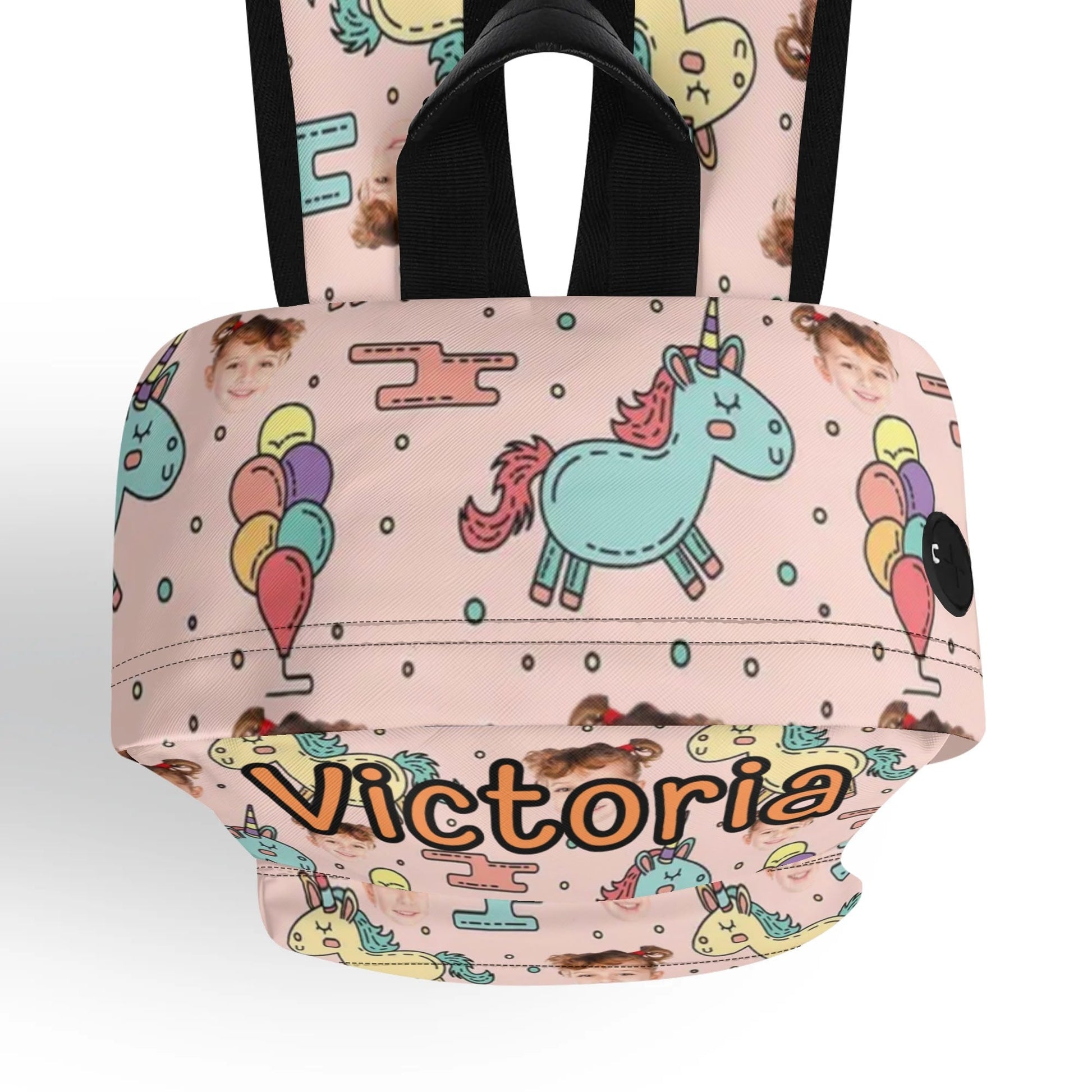 Custom Unicorn Face Kids Backpack 🦄 Personalized Name & Photo Bag - De Krys