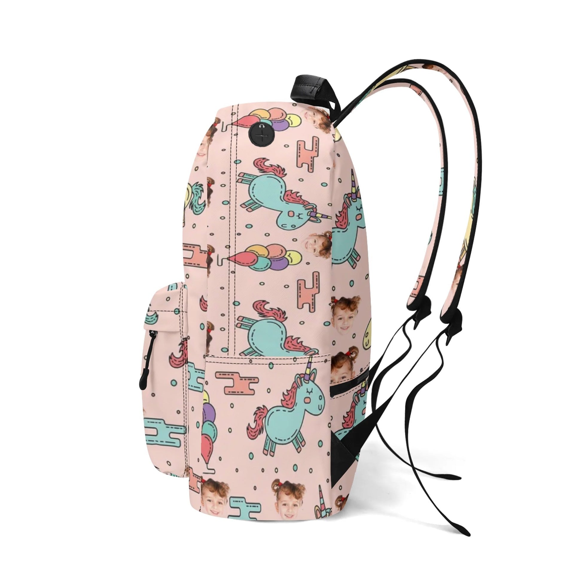 Custom Unicorn Face Kids Backpack 🦄 Personalized Name & Photo Bag - De Krys