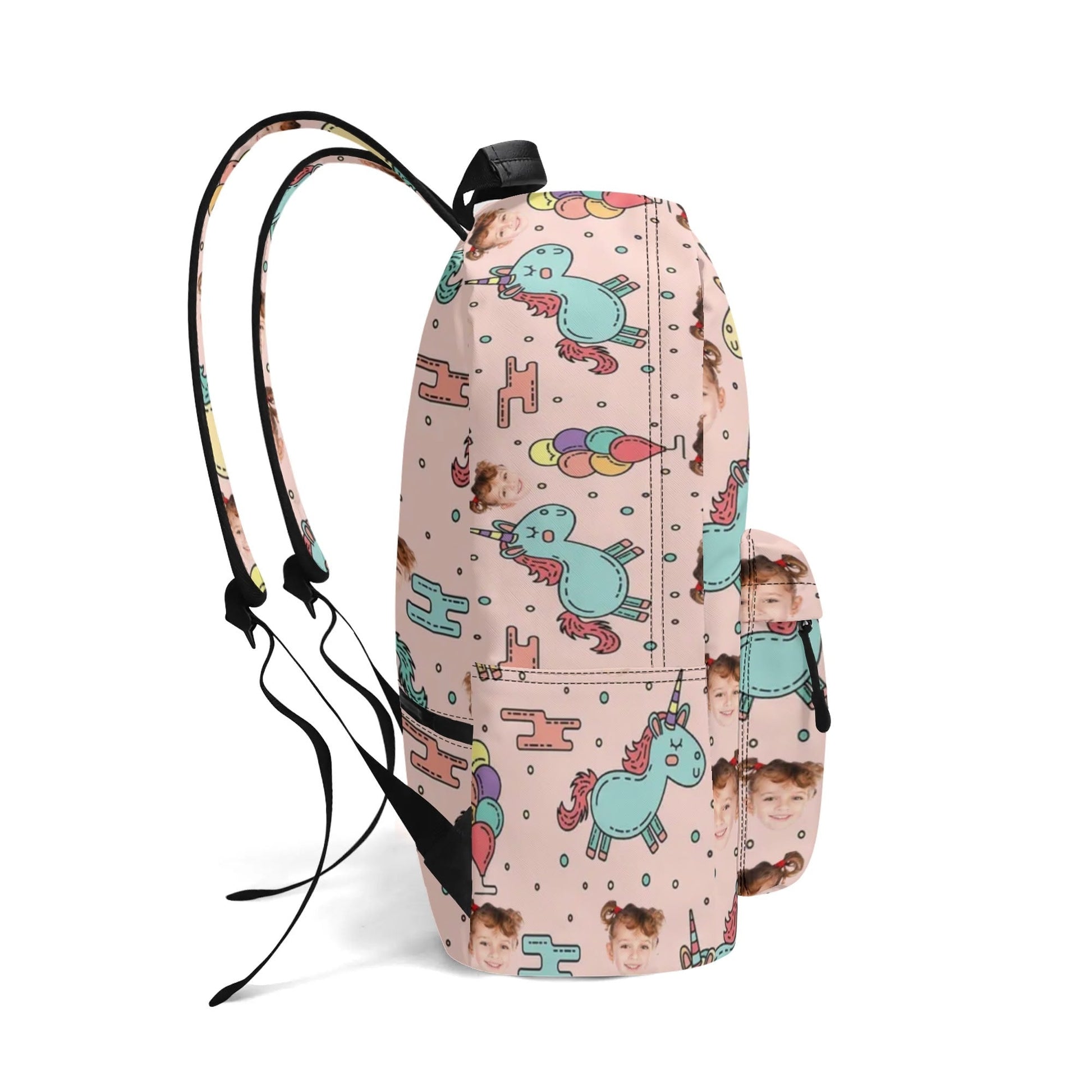 Custom Unicorn Face Kids Backpack 🦄 Personalized Name & Photo Bag - De Krys