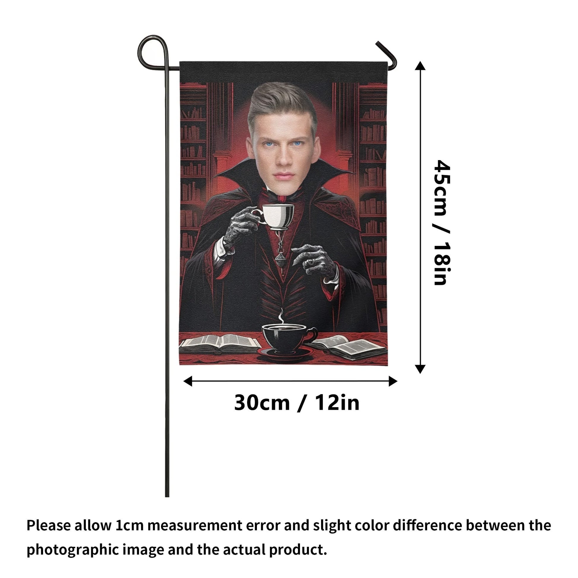 🦇 Custom Vampire Garden Flag 🏡 | Personalized Halloween Photo Decor 🎃🧛♂️ - De Krys