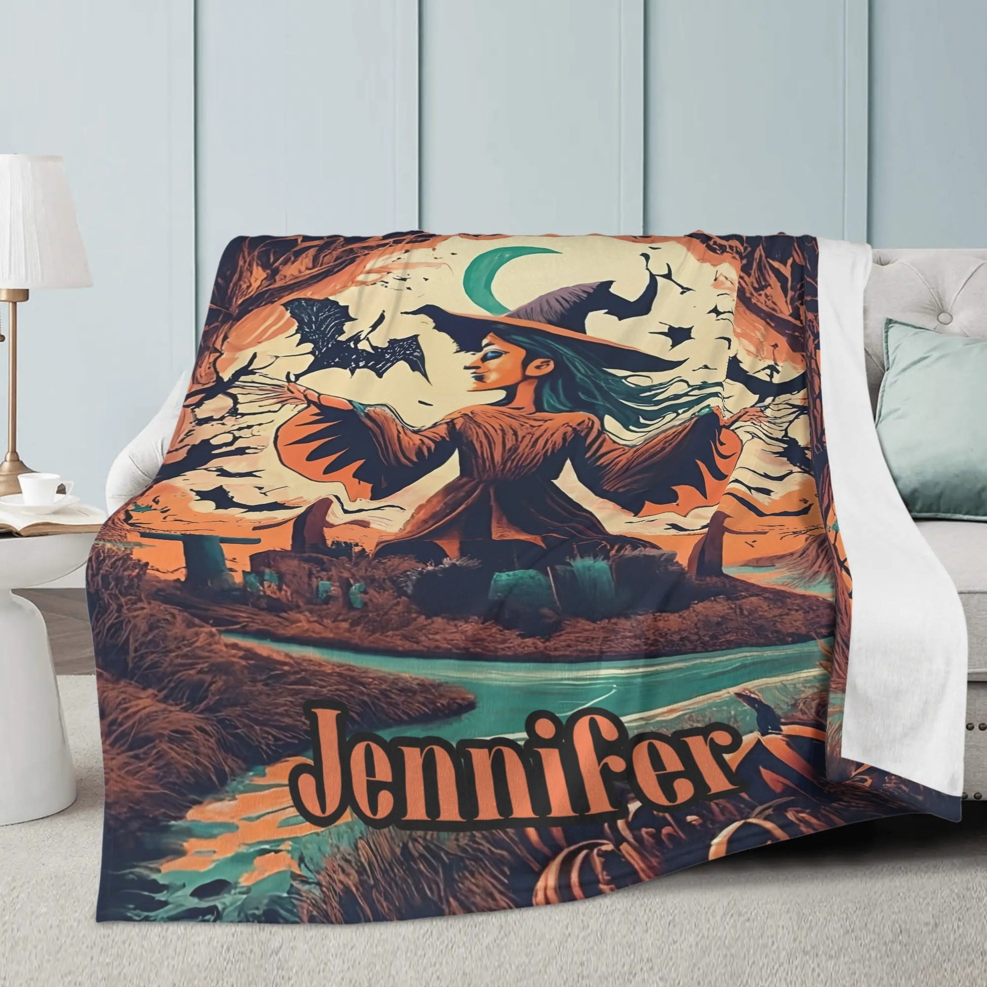 Custom Witch Halloween Blanket â Personalized Cozy Throw - De Krys