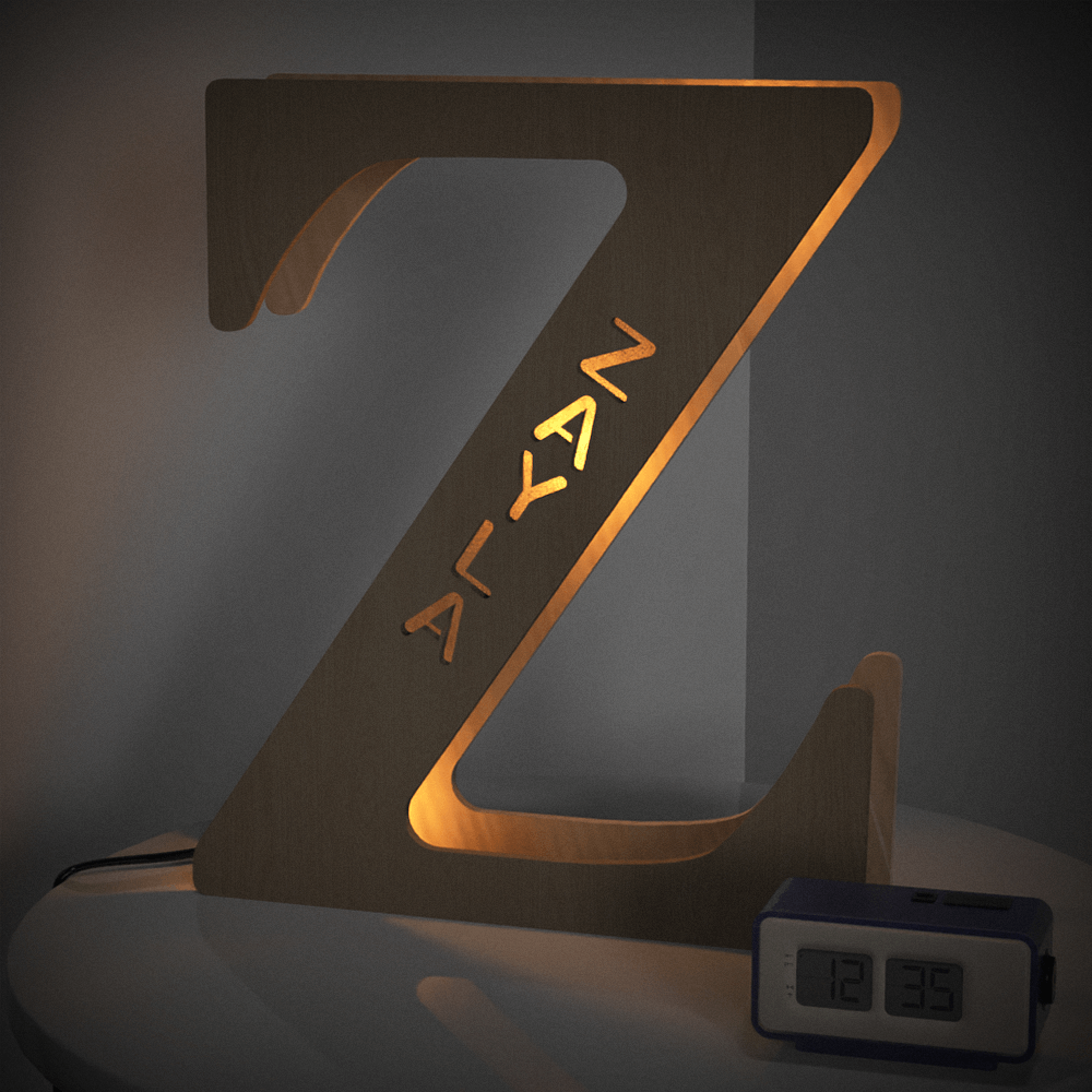 Custom Wooden Letter Lamp – Personalized Alphabet Name LED Night Light - De Krys