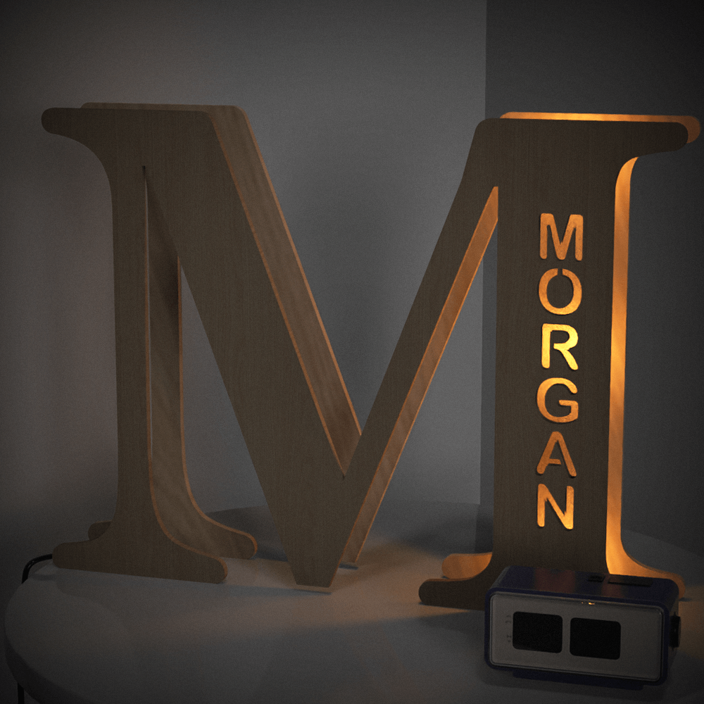Custom Wooden Letter Lamp – Personalized Alphabet Name LED Night Light - De Krys