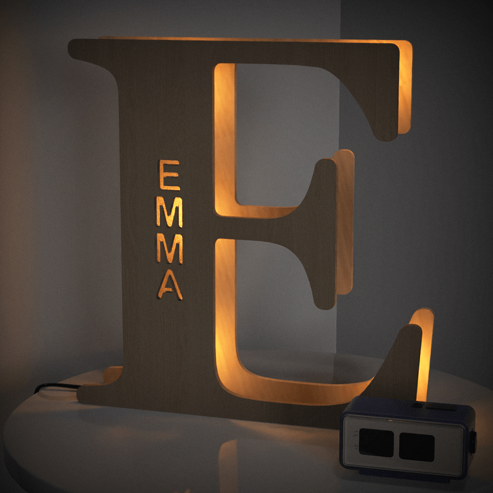 Custom Wooden Letter Lamp – Personalized Alphabet Name LED Night Light - De Krys