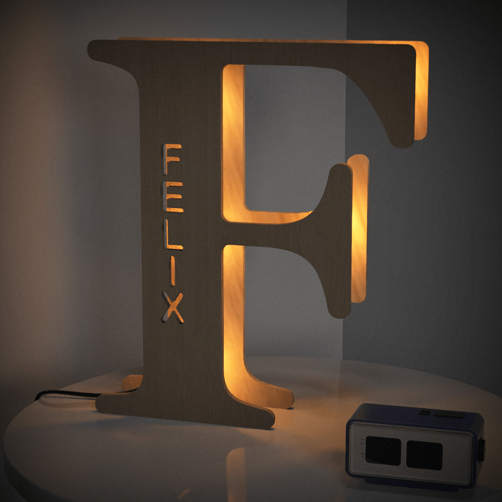 Custom Wooden Letter Lamp – Personalized Alphabet Name LED Night Light - De Krys