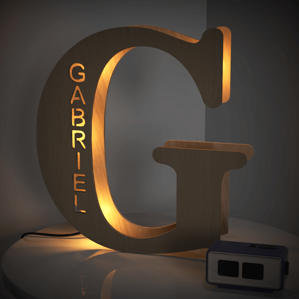 Custom Wooden Letter Lamp – Personalized Alphabet Name LED Night Light - De Krys