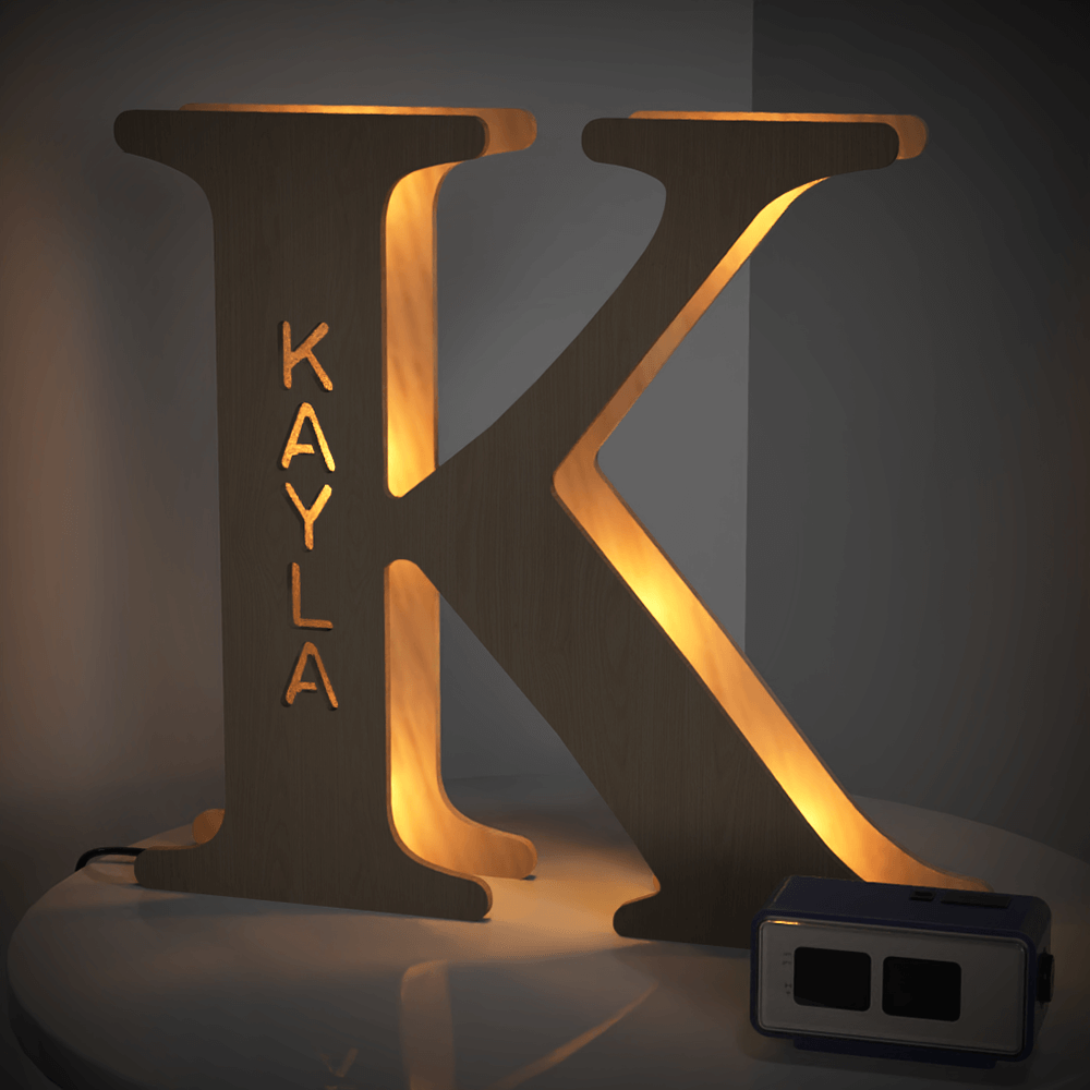 Custom Wooden Letter Lamp – Personalized Alphabet Name LED Night Light - De Krys