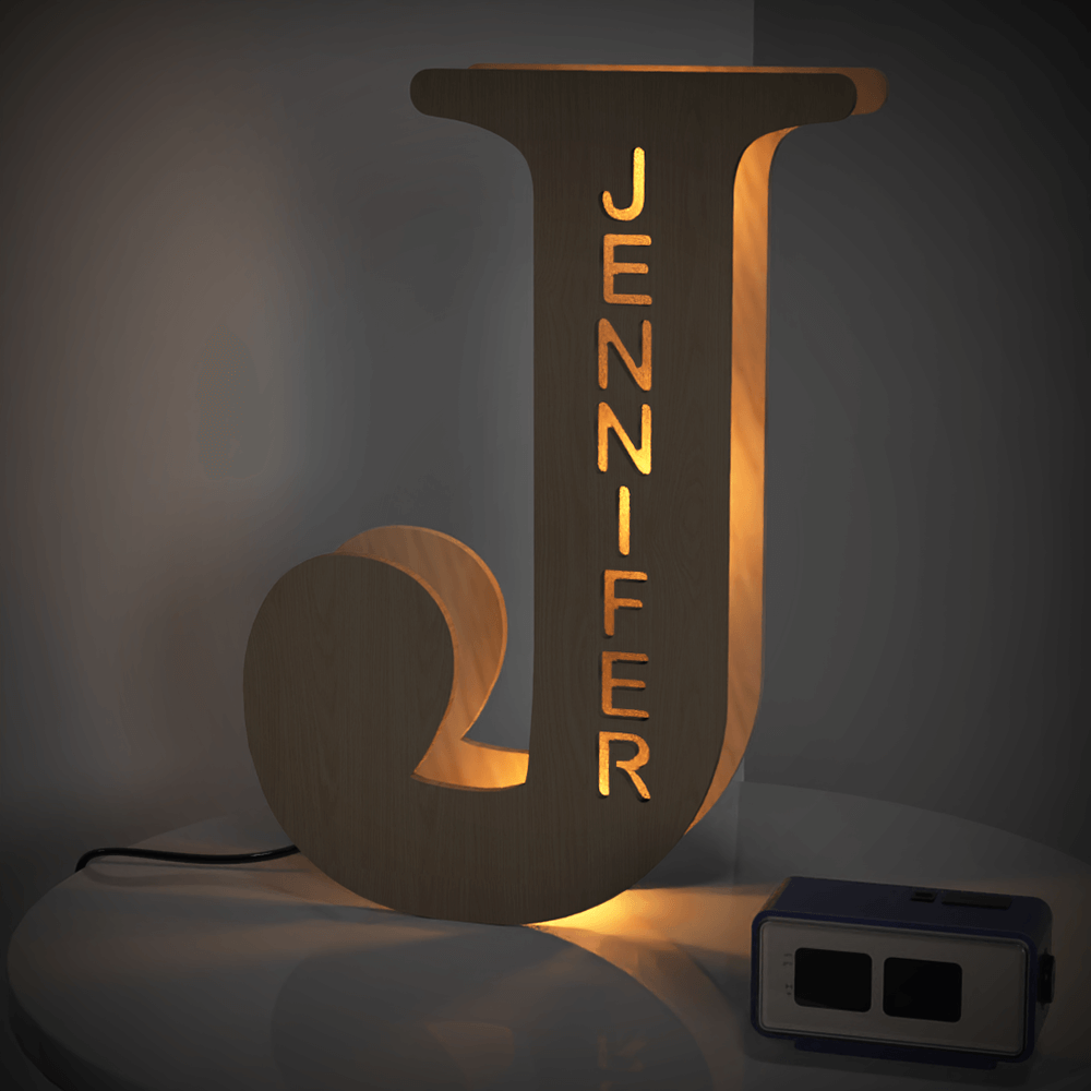 Custom Wooden Letter Lamp – Personalized Alphabet Name LED Night Light - De Krys