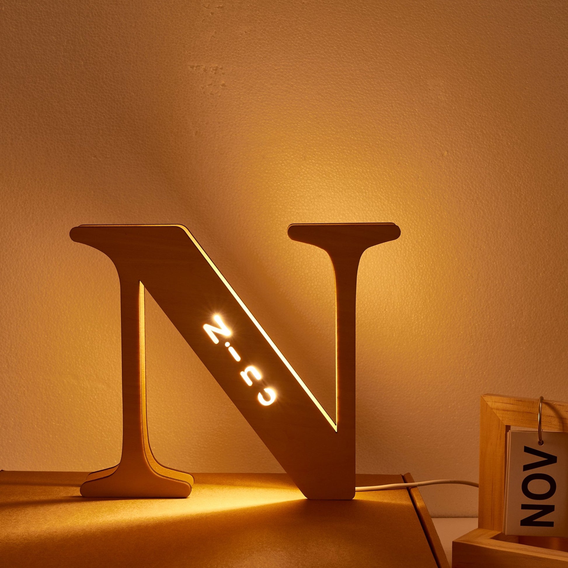 Custom Wooden Letter Lamp – Personalized Alphabet Name LED Night Light - De Krys
