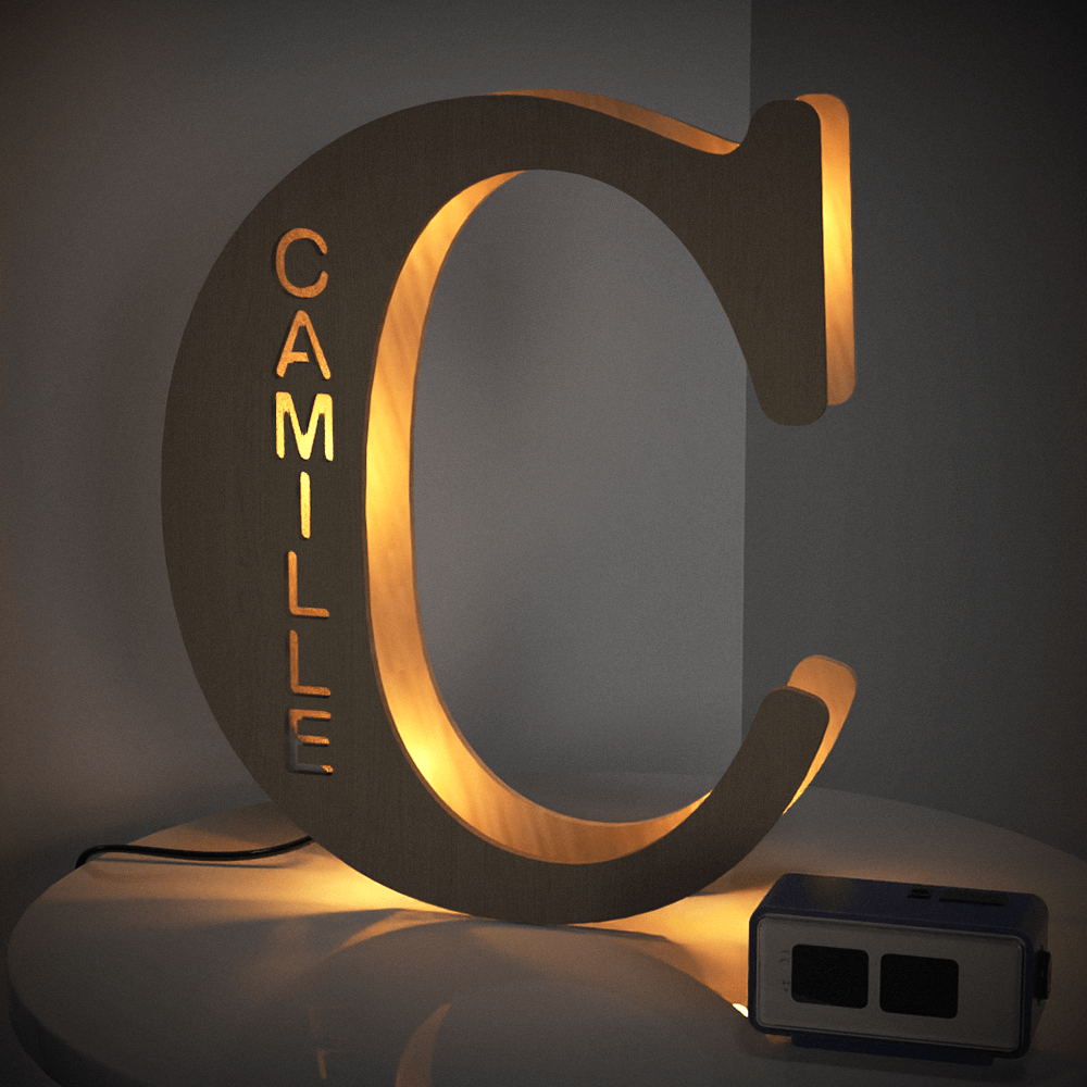 Custom Wooden Letter Lamp – Personalized Alphabet Name LED Night Light - De Krys