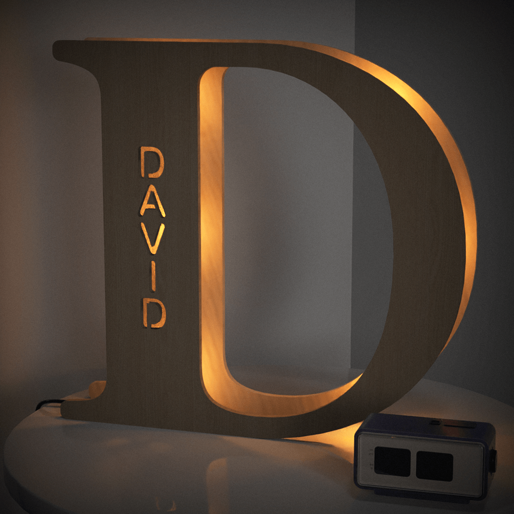 Custom Wooden Letter Lamp – Personalized Alphabet Name LED Night Light - De Krys