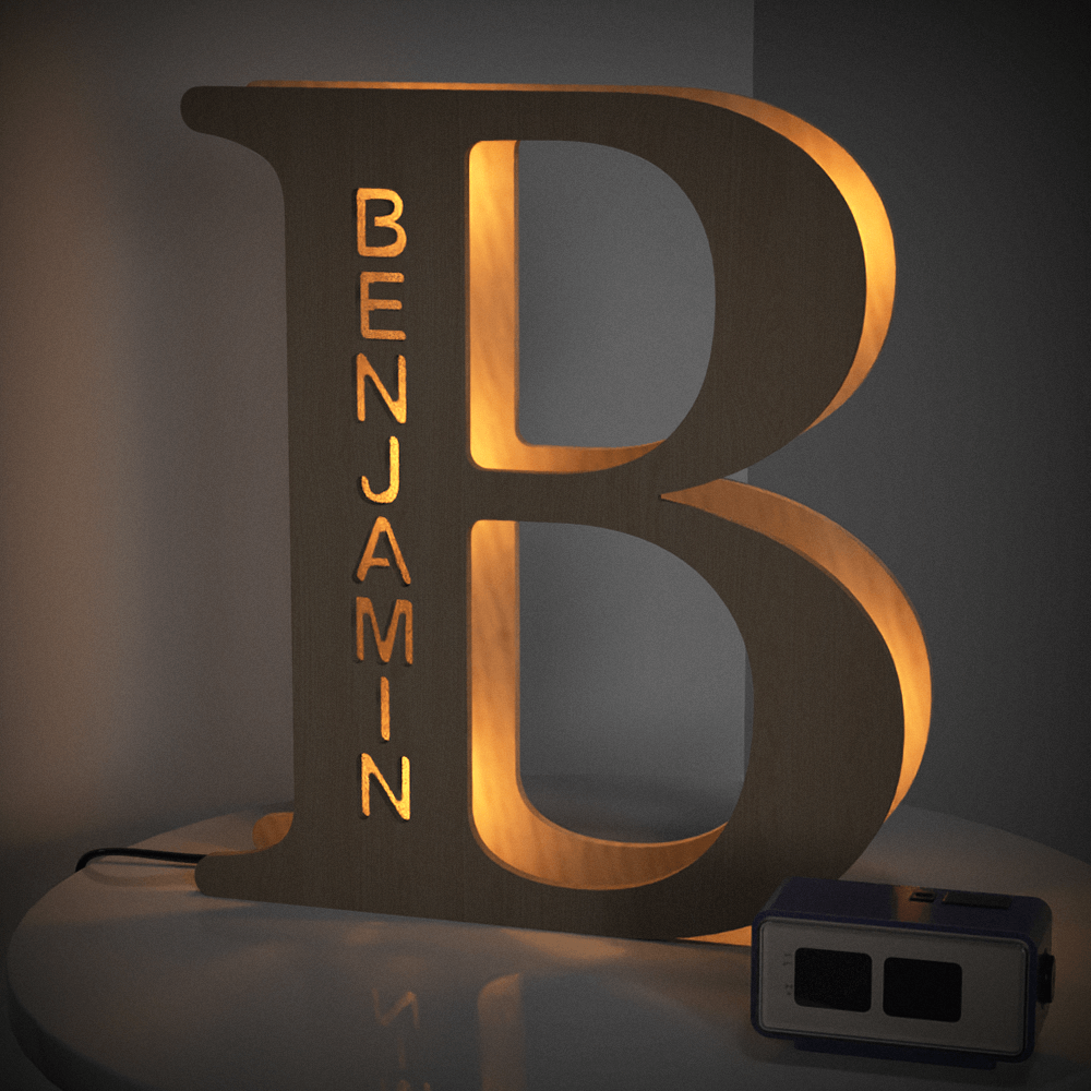 Custom Wooden Letter Lamp – Personalized Alphabet Name LED Night Light - De Krys