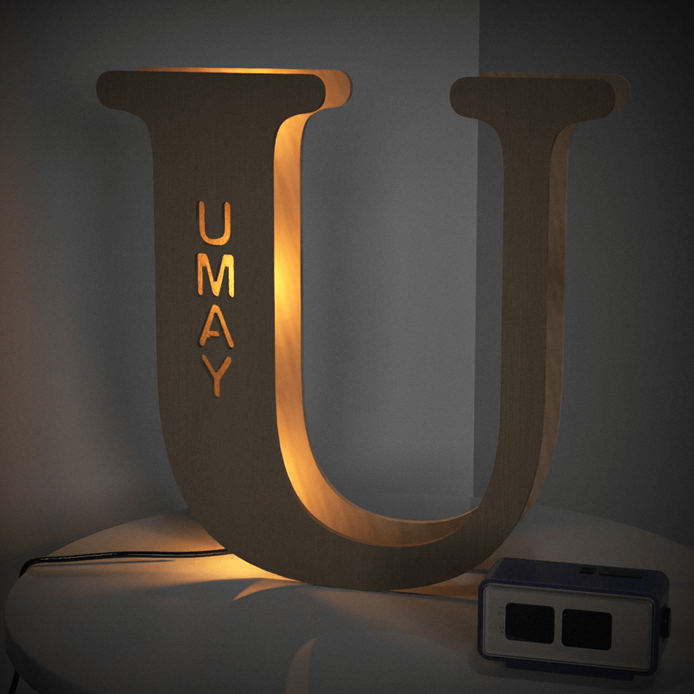 Custom Wooden Letter Lamp – Personalized Alphabet Name LED Night Light - De Krys